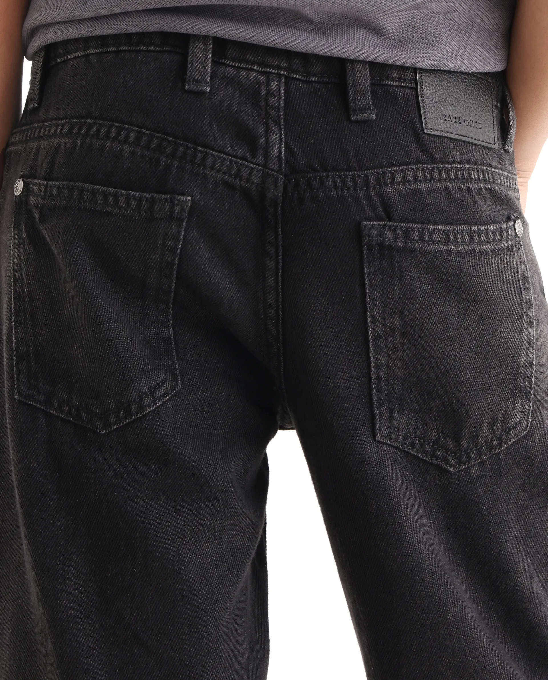 Rare Ones Kids Enim-K Grey Cotton Button Closure Plain Regular Fit Jeans - Image 4