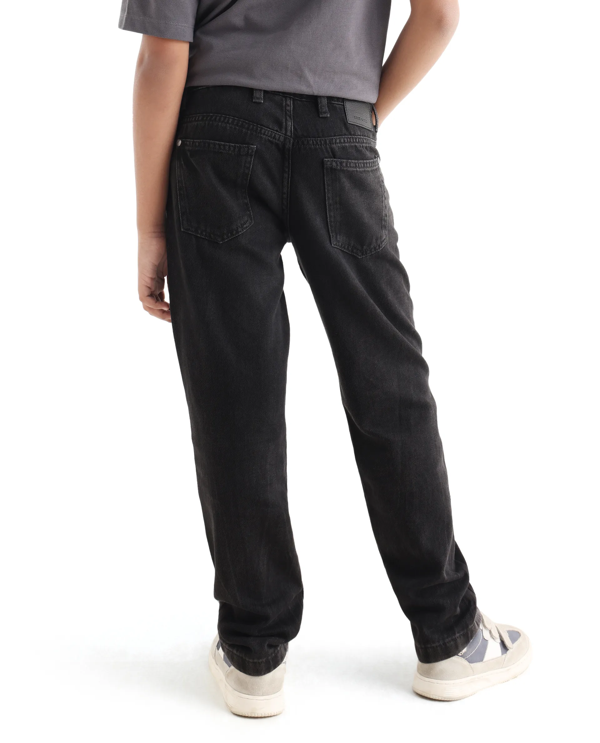 Rare Ones Kids Enim-K Grey Cotton Button Closure Plain Regular Fit Jeans - Image 8