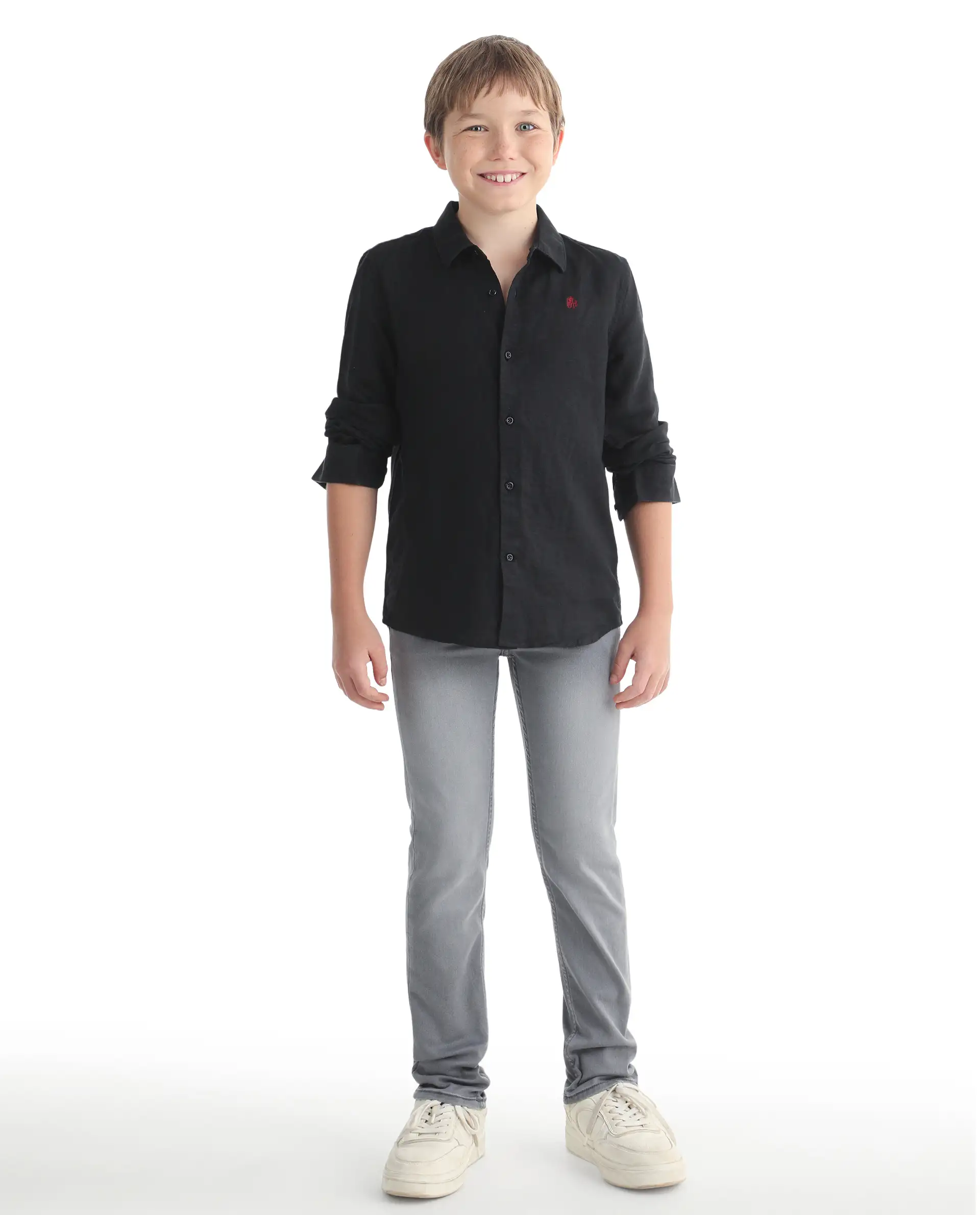 Rare Ones Kids Flint Light Grey Cotton Blend Fabric Zipper Closure Regular Fit Jeans - Image 5