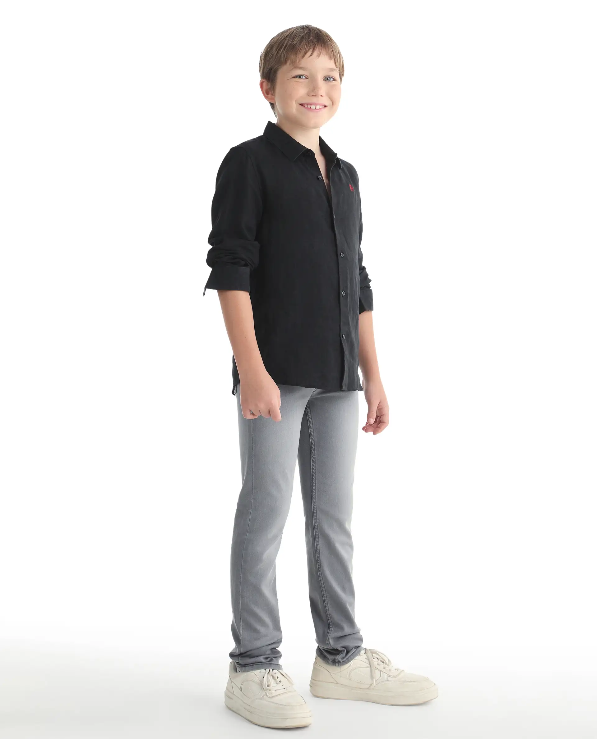Rare Ones Kids Flint Light Grey Cotton Blend Fabric Zipper Closure Regular Fit Jeans - Image 6
