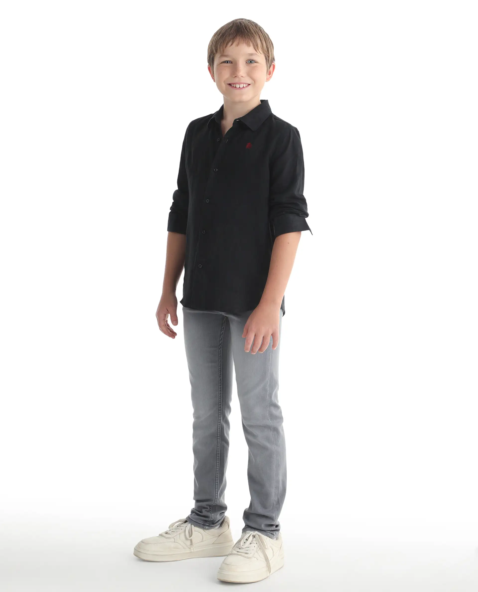 Rare Ones Kids Flint Light Grey Cotton Blend Fabric Zipper Closure Regular Fit Jeans - Image 7