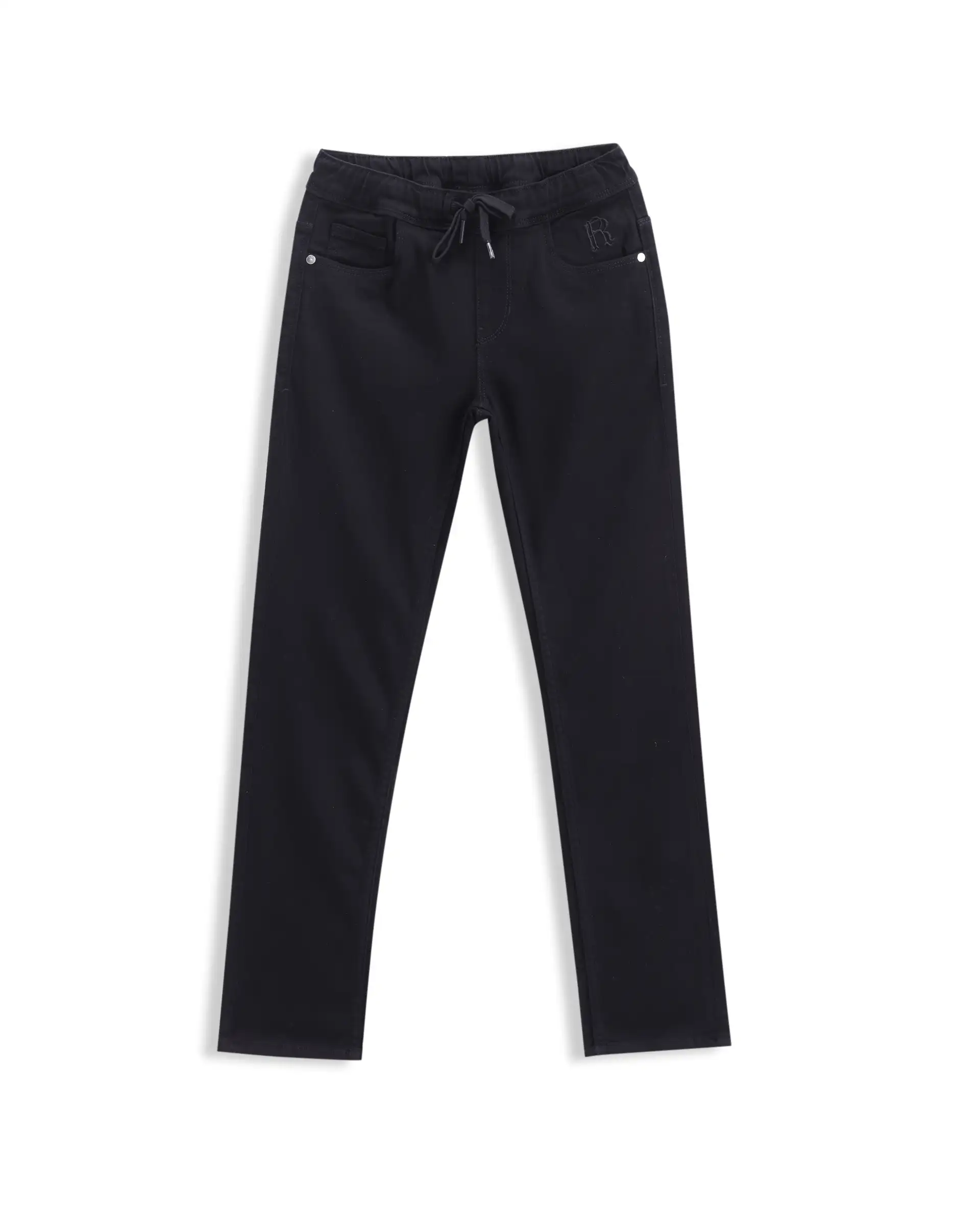 Rare Ones Kids Holt Black Cotton Blend Fabric Drawstring Closure Slim Fit Jeans - Image 2