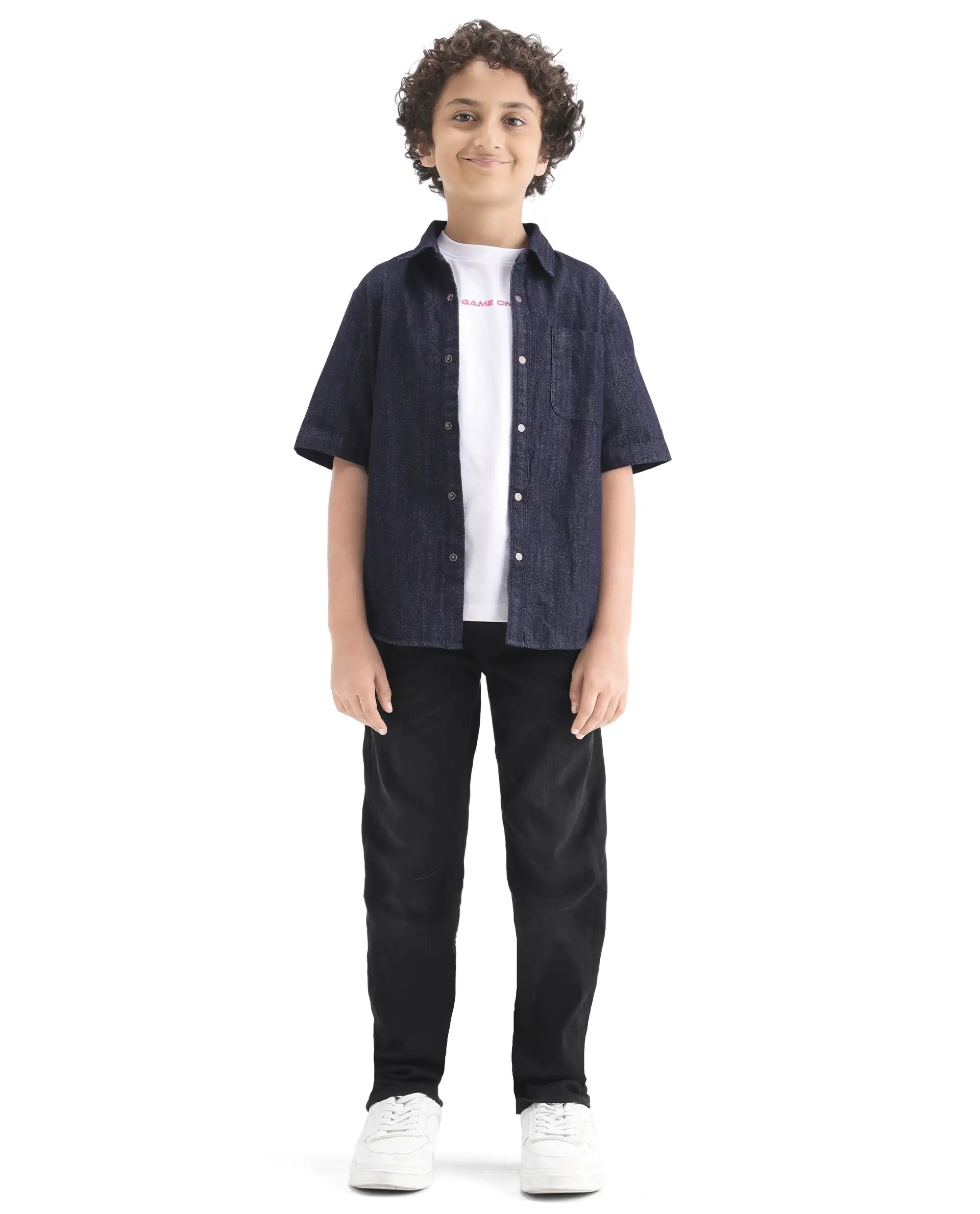 Rare Ones Kids Khai Black Cotton Blend Fabric Pull-On Closure Regular Fit Denim Pant - Image 2
