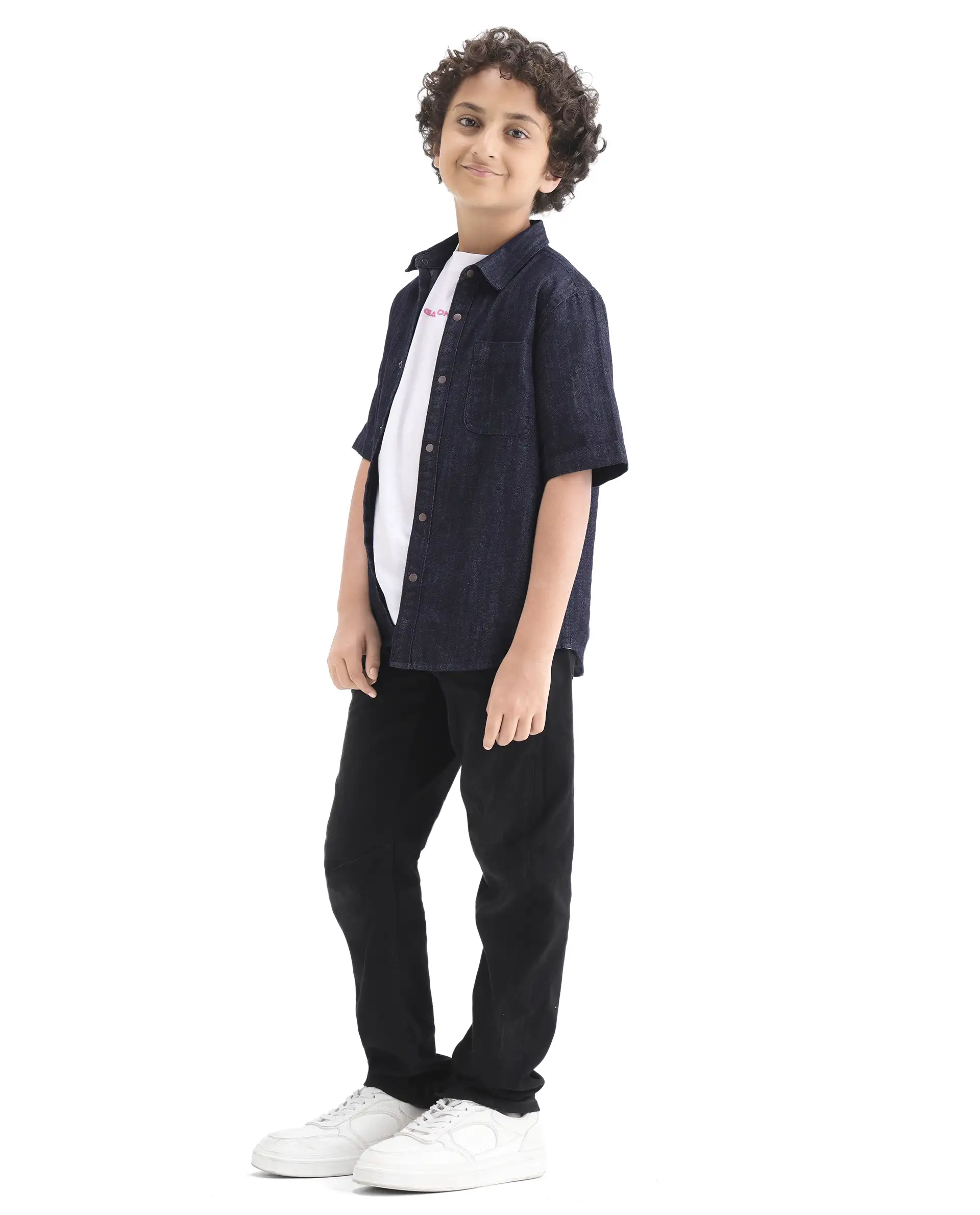 Rare Ones Kids Khai Black Cotton Blend Fabric Pull-On Closure Regular Fit Denim Pant - Image 5