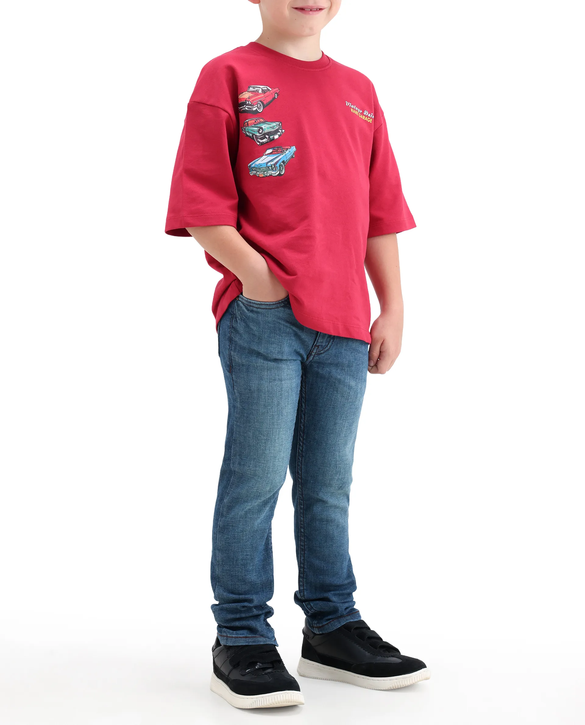 Rare Ones Kids Linus Light Blue Cotton Blend Fabric Zipper Closure Slim Fit Jeans - Image 3