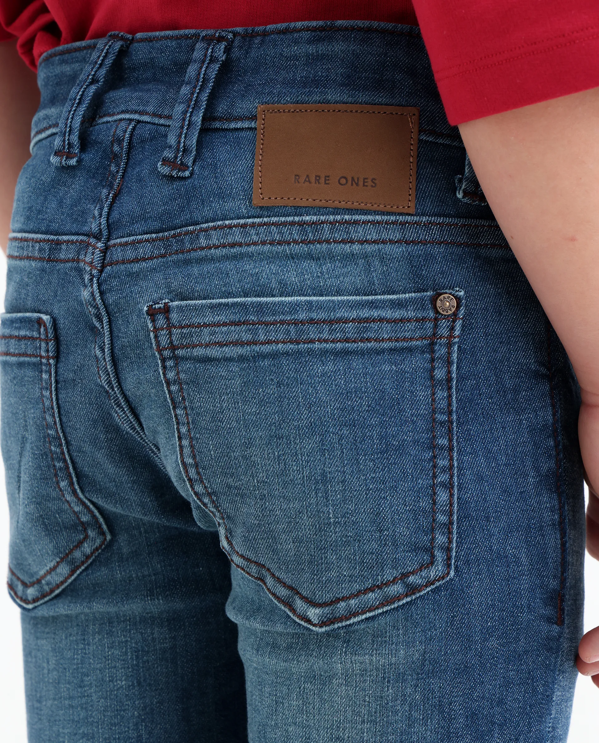 Rare Ones Kids Linus Light Blue Cotton Blend Fabric Zipper Closure Slim Fit Jeans - Image 4