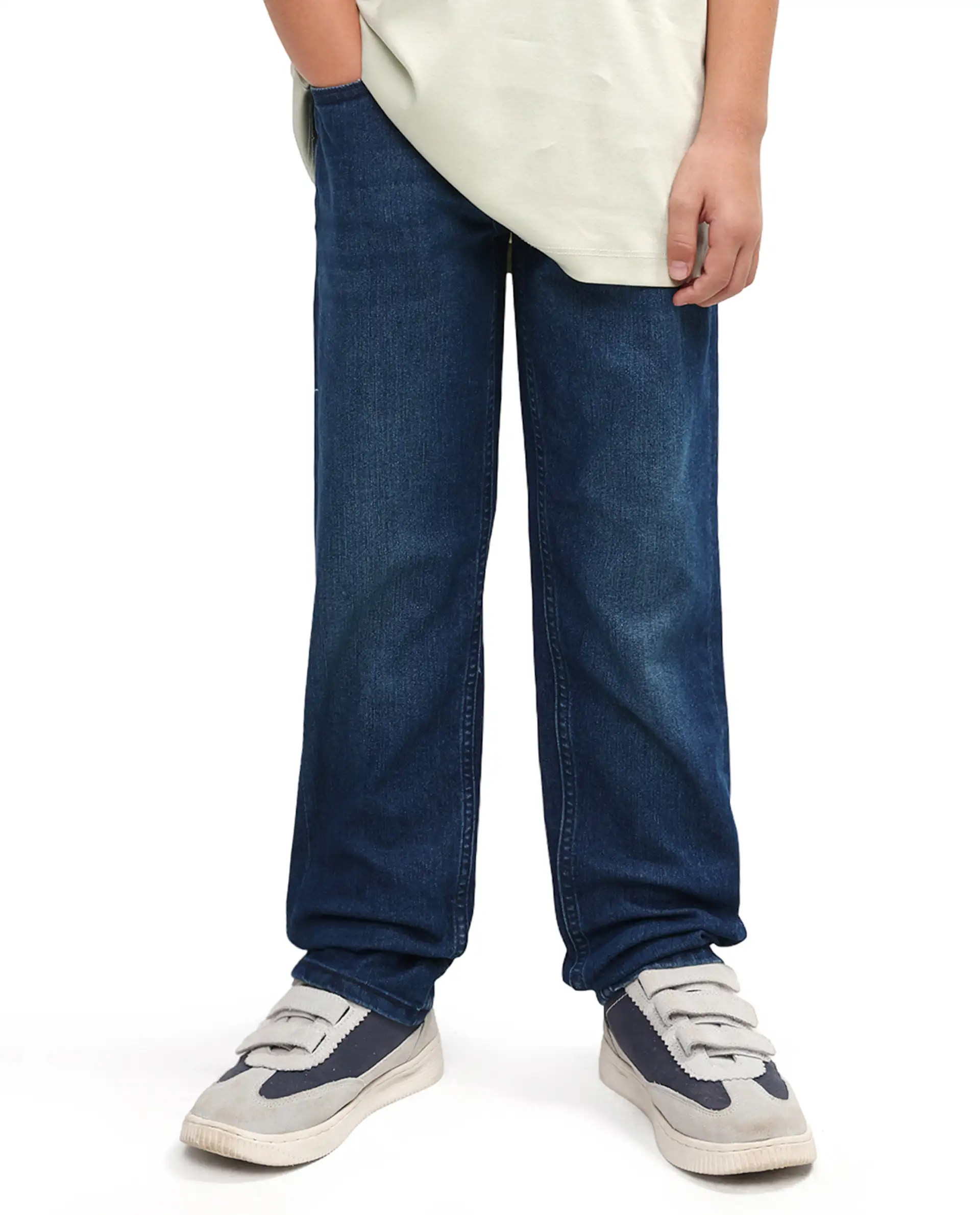 Rare Ones Kids Loet-1 Dark Blue Cotton Blend Fabric Zipper Closure Regular Fit Jeans - Image 2