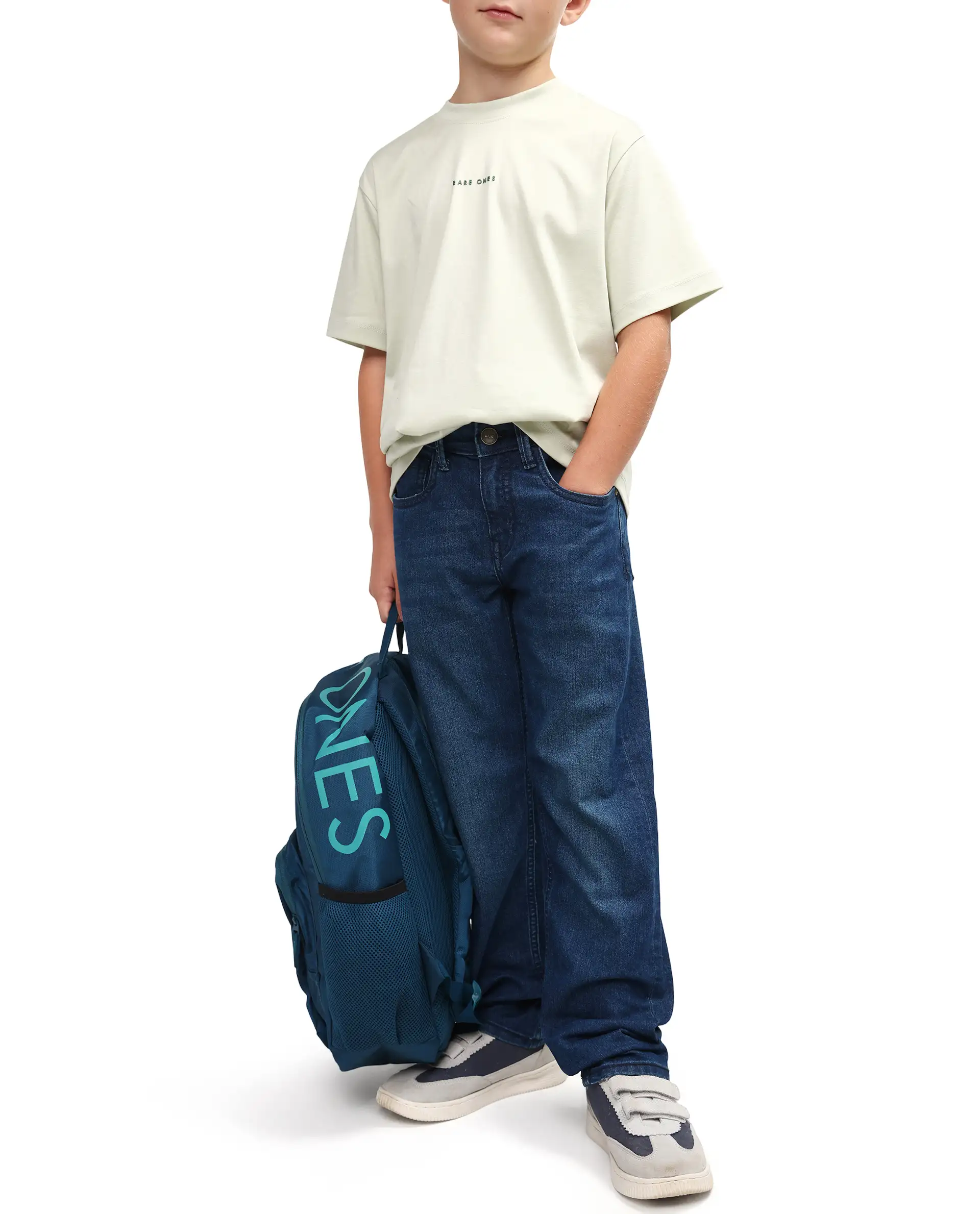 Rare Ones Kids Loet-1 Dark Blue Cotton Blend Fabric Zipper Closure Regular Fit Jeans - Image 4