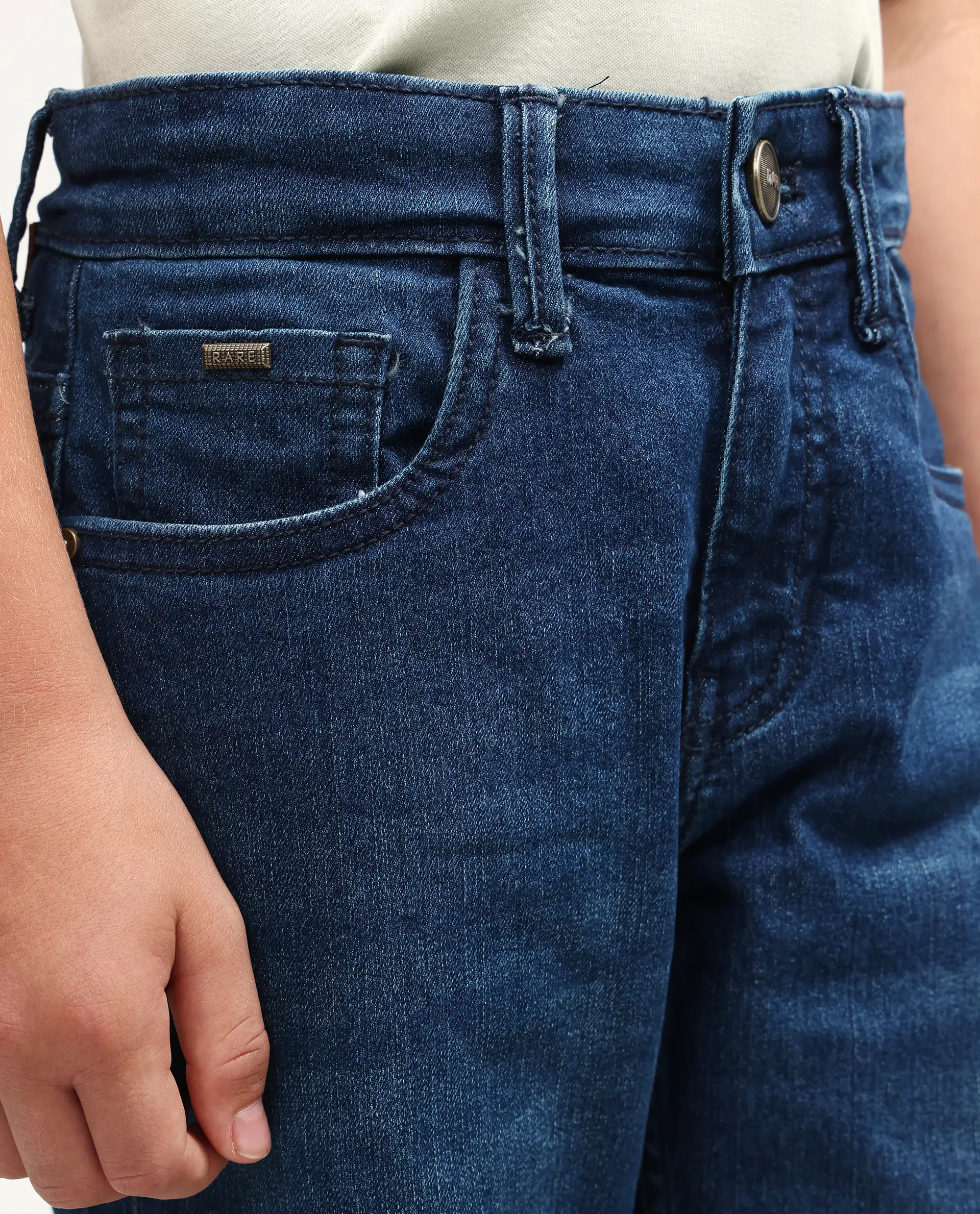 Rare Ones Kids Loet-1 Dark Blue Cotton Blend Fabric Zipper Closure Regular Fit Jeans - Image 6