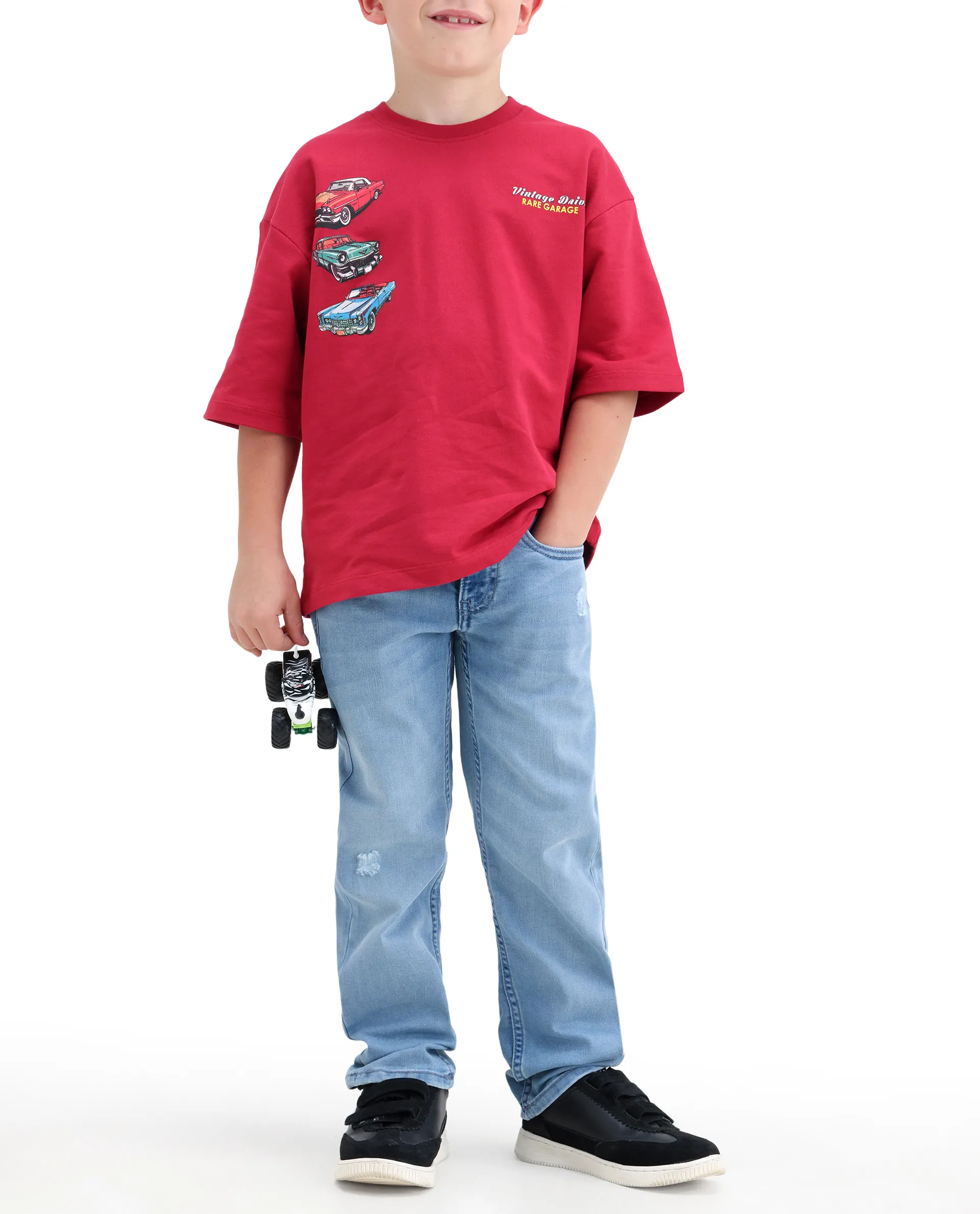 Rare Ones Kids Loet-2 Light Blue Cotton Blend Fabric Zipper Closure Regular Fit Jeans - Image 3