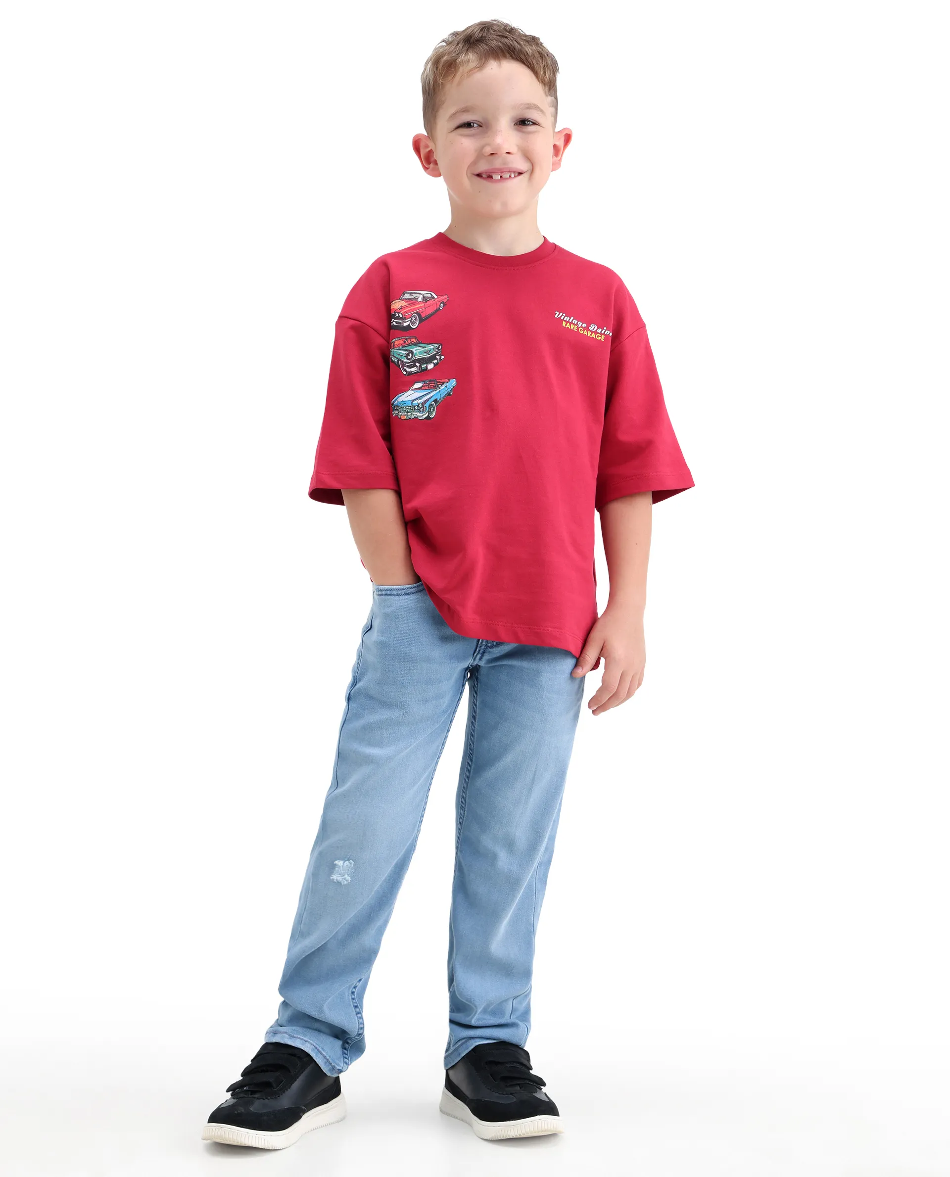 Rare Ones Kids Loet-2 Light Blue Cotton Blend Fabric Zipper Closure Regular Fit Jeans - Image 6