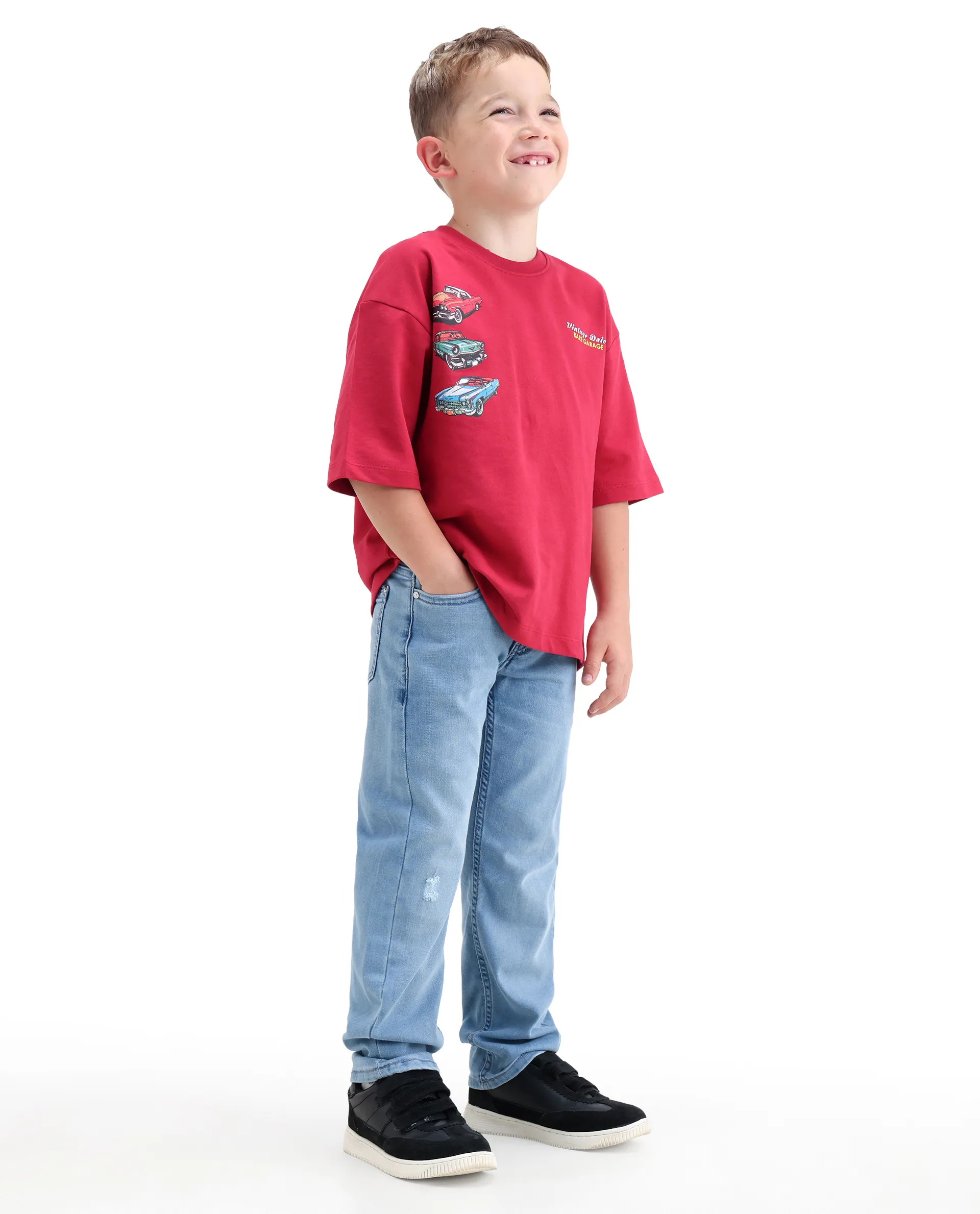 Rare Ones Kids Loet-2 Light Blue Cotton Blend Fabric Zipper Closure Regular Fit Jeans - Image 7