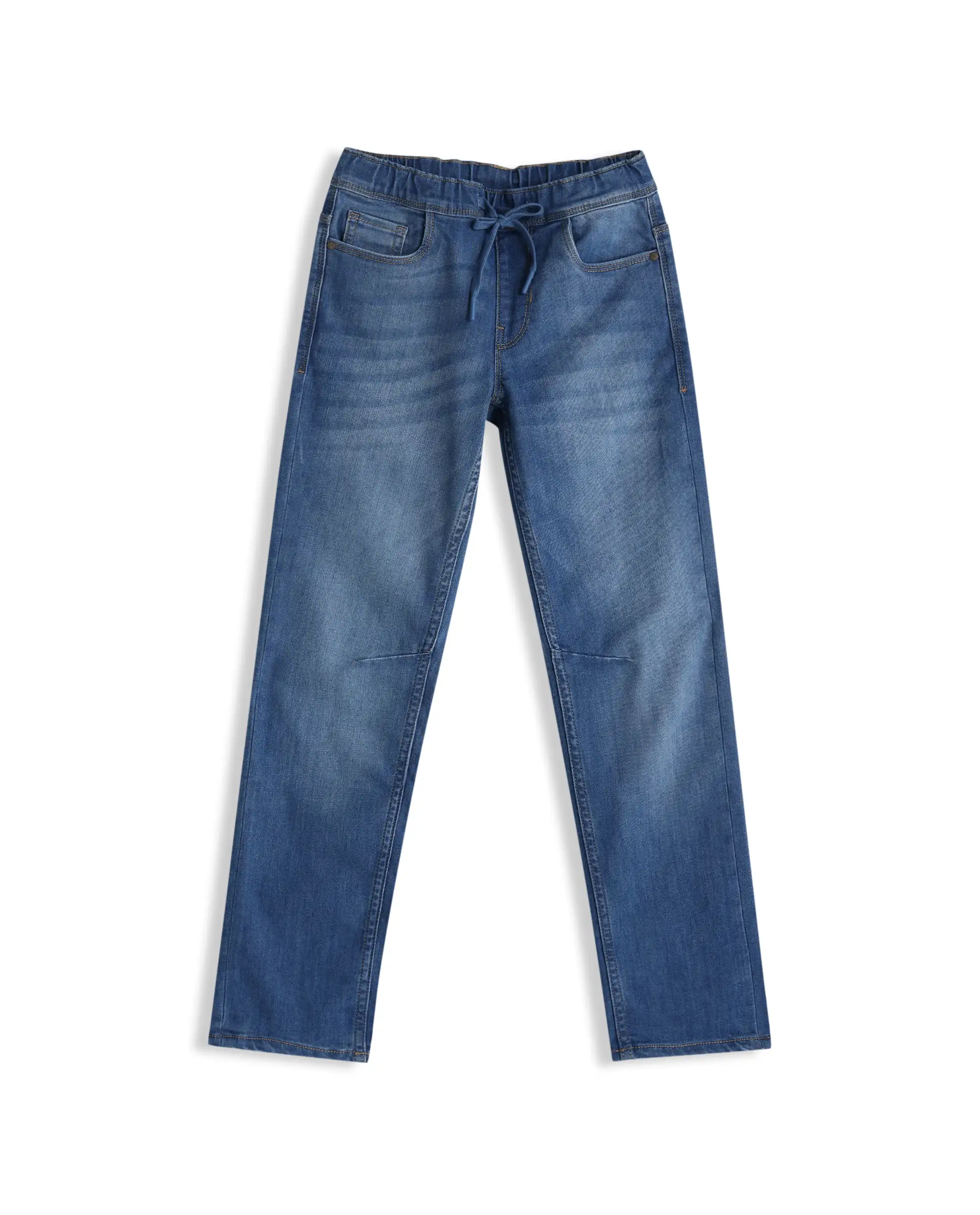 Rare Ones Kids Peter Light Blue Cotton Blend Fabric Pull-On Closure Regular Fit Jeans - Image 2