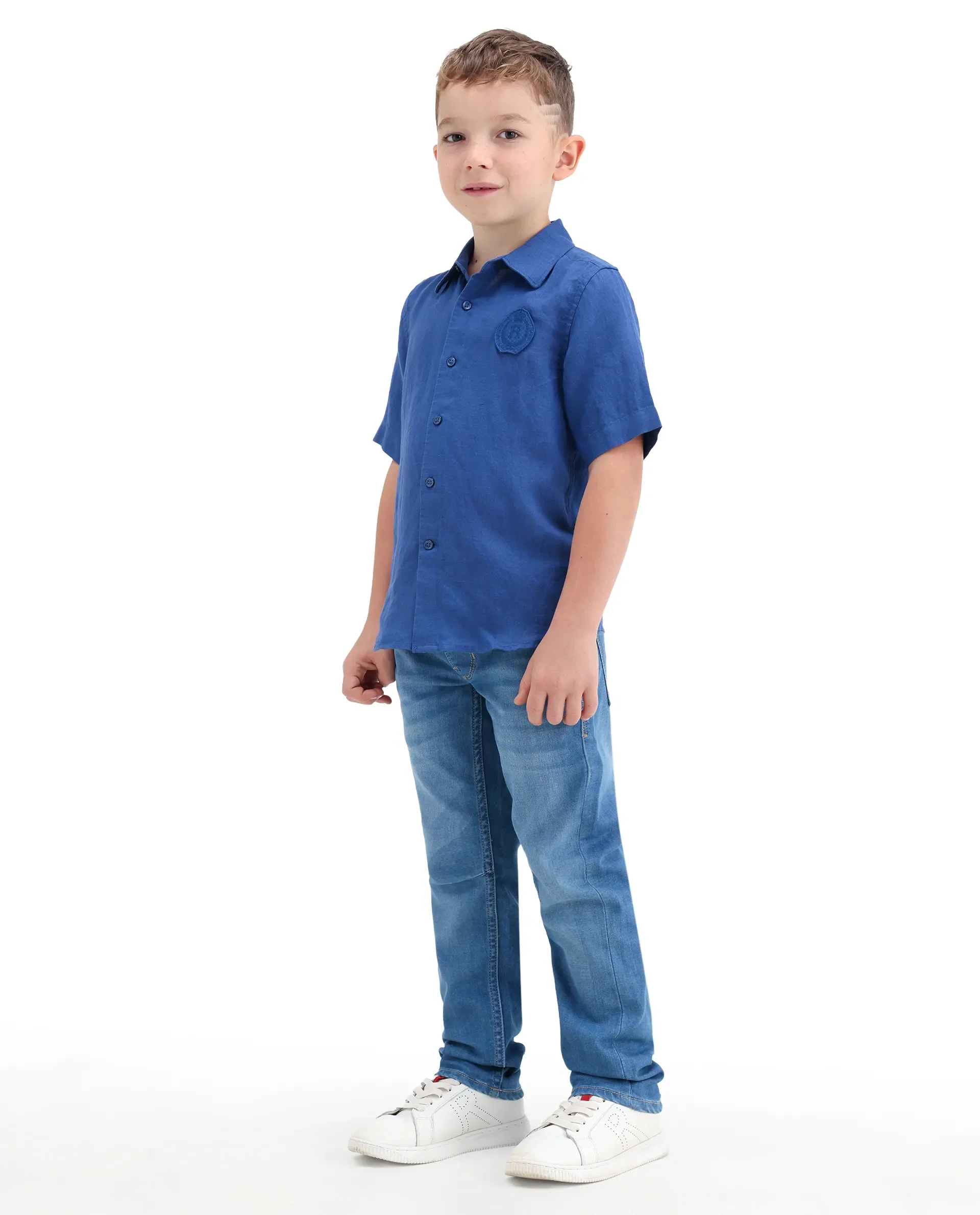 Rare Ones Kids Peter Light Blue Cotton Blend Fabric Pull-On Closure Regular Fit Jeans - Image 8