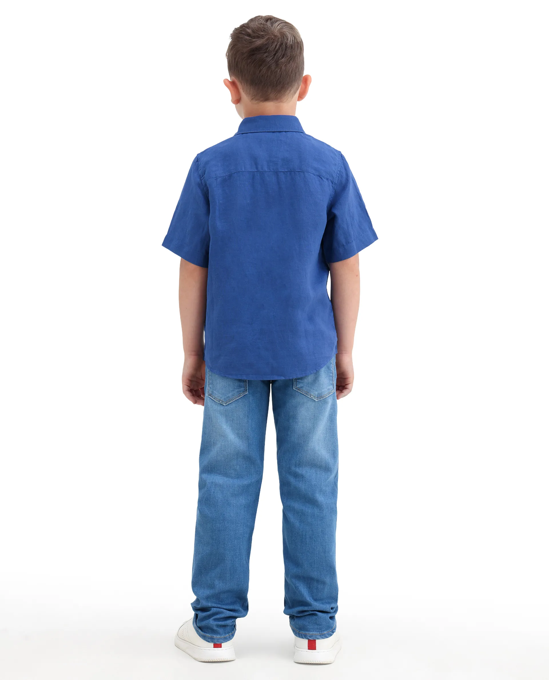 Rare Ones Kids Peter Light Blue Cotton Blend Fabric Pull-On Closure Regular Fit Jeans - Image 9