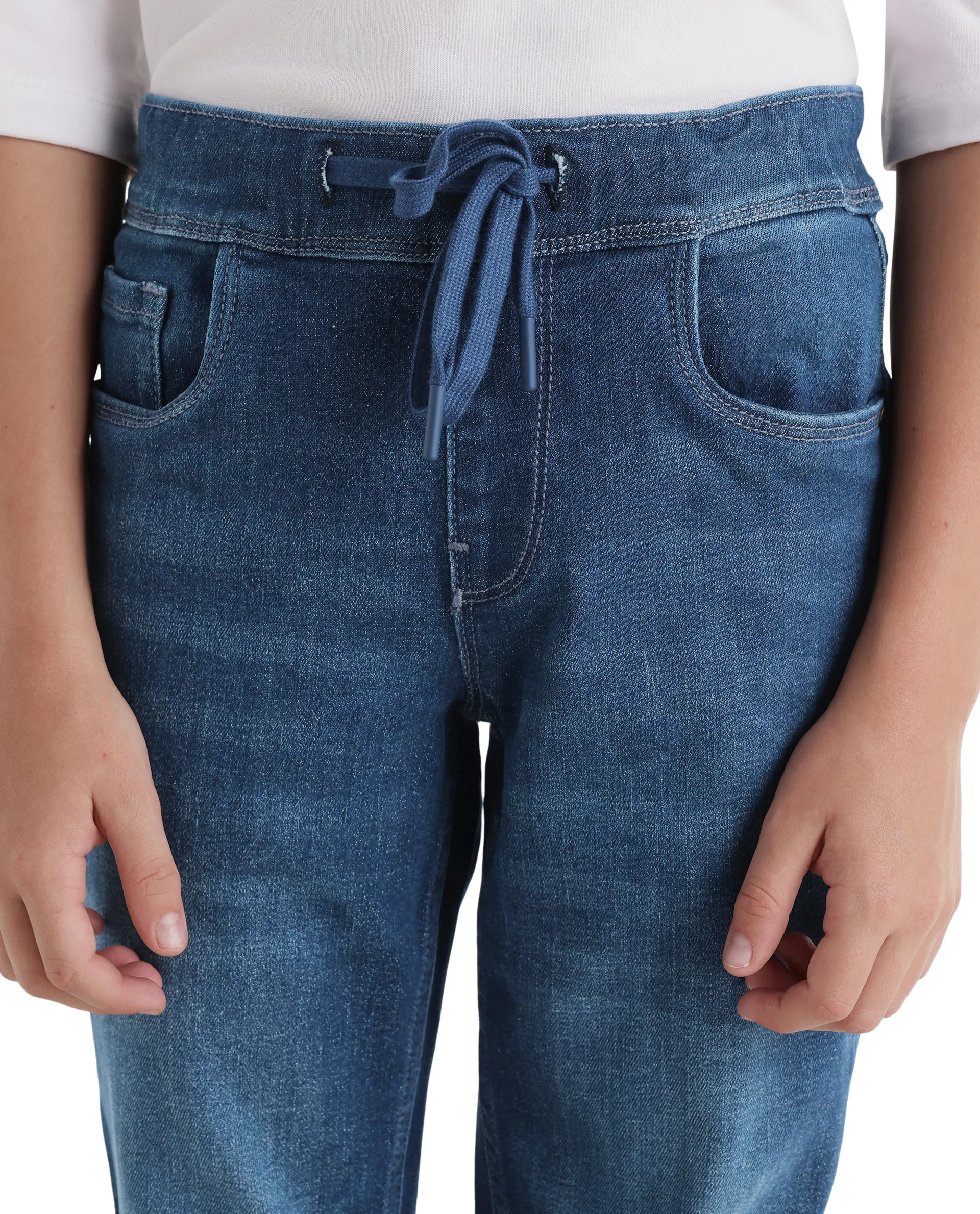 Rare Ones Kids Peto Dark Blue Cotton Blend Fabric Pull-On Closure Regular Fit Jeans - Image 3