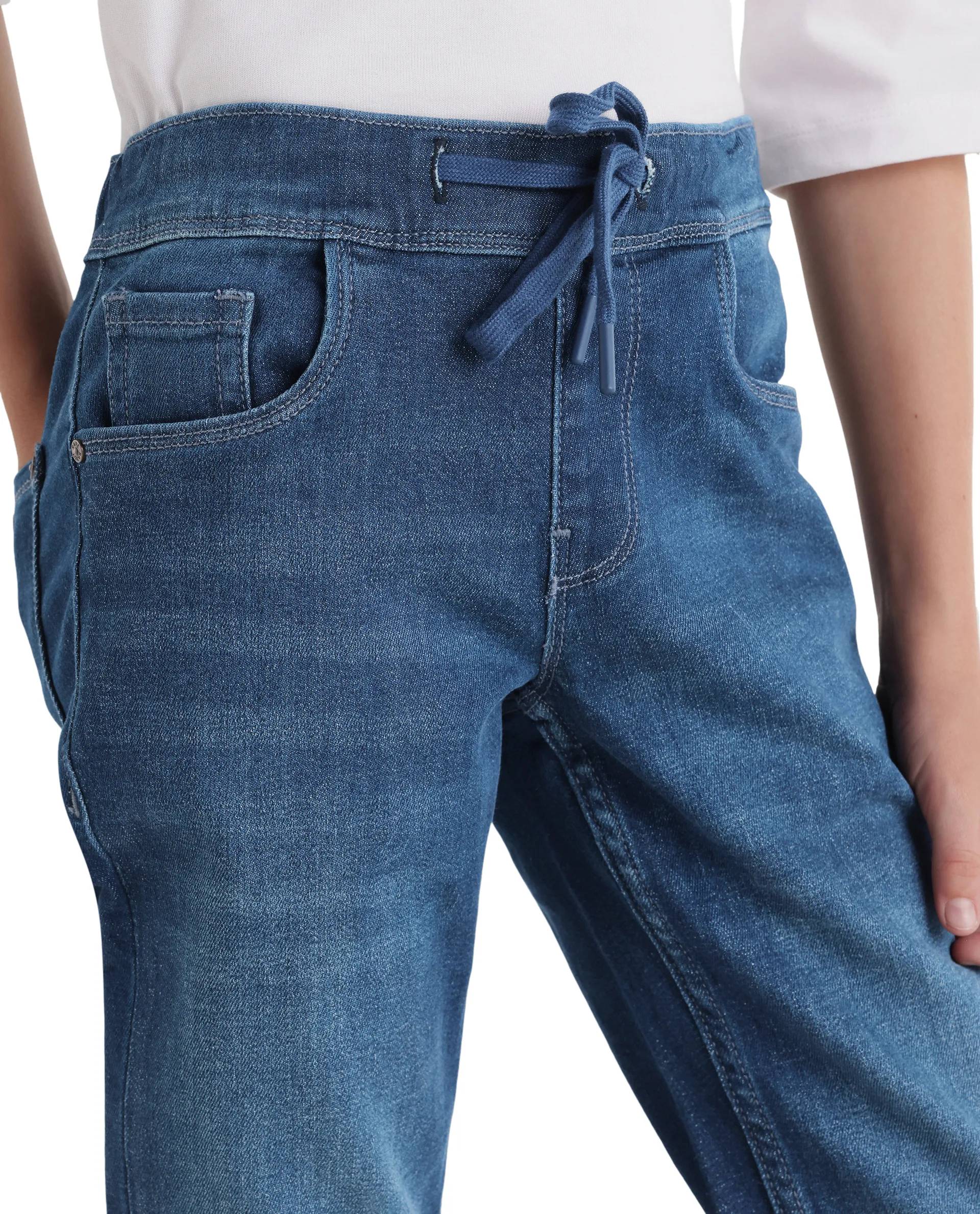 Rare Ones Kids Peto Dark Blue Cotton Blend Fabric Pull-On Closure Regular Fit Jeans - Image 4