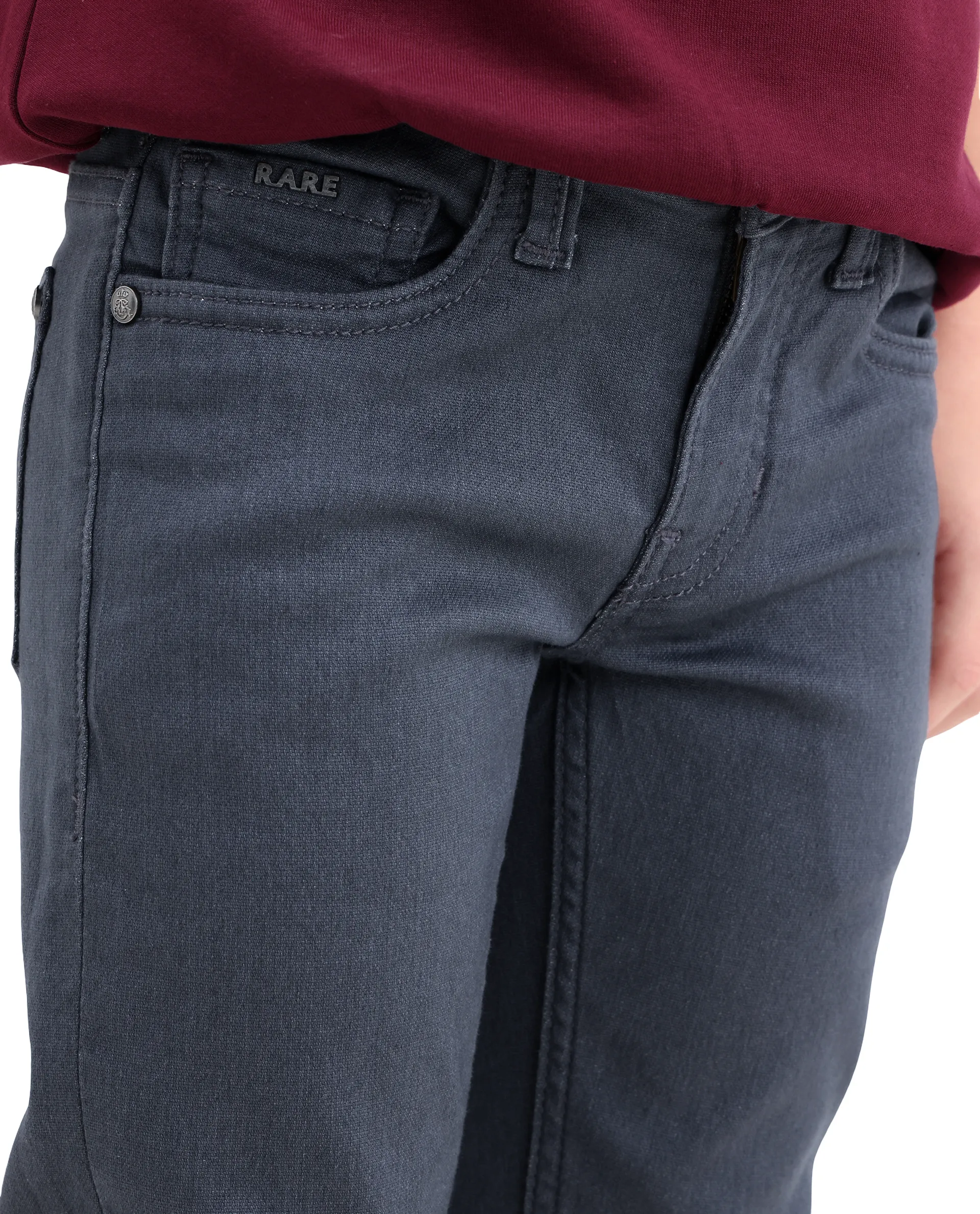 Rare Ones Kids Simon Grey Cotton Blend Fabric Button Closure Slim Fit Jeans - Image 4