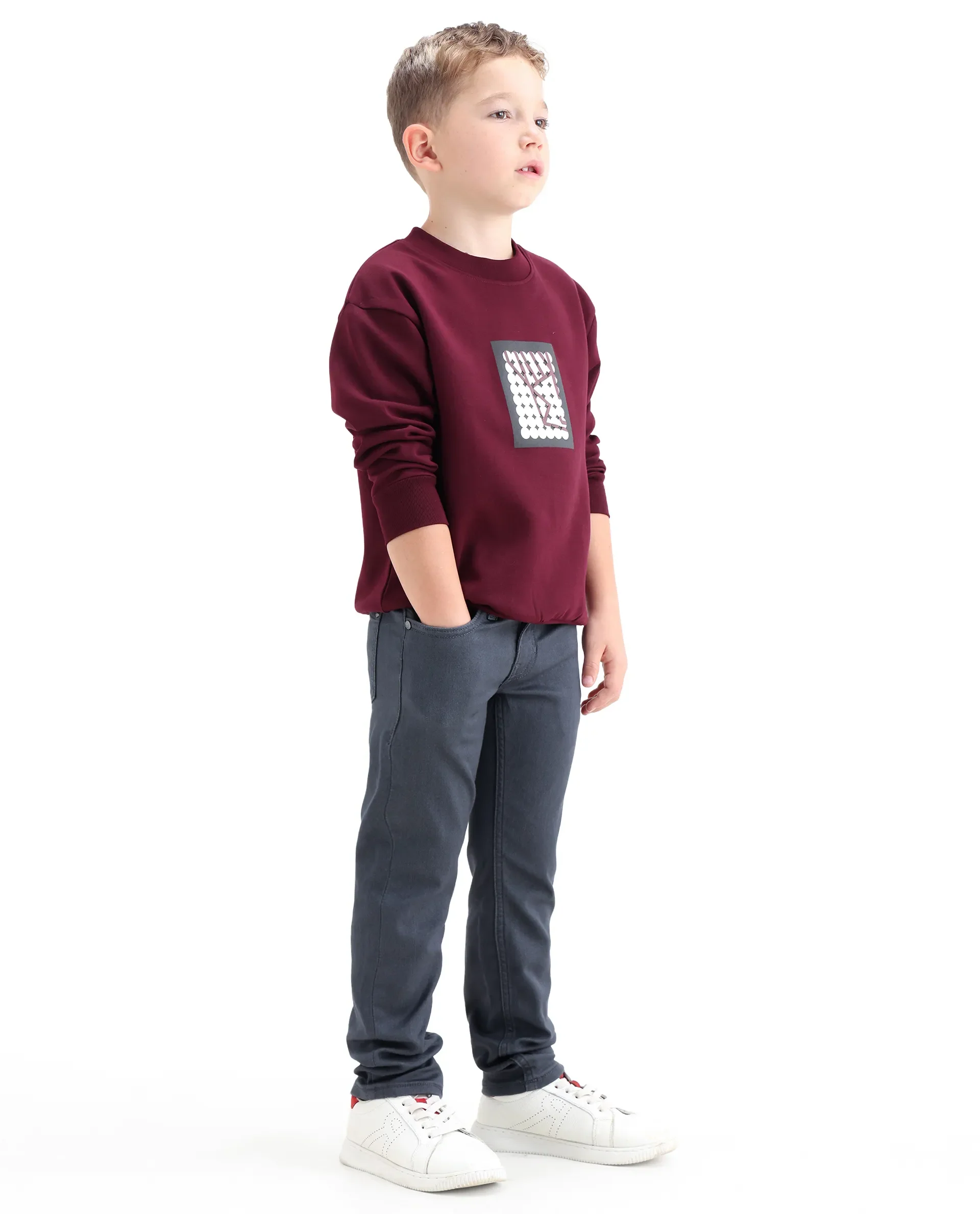 Rare Ones Kids Simon Grey Cotton Blend Fabric Button Closure Slim Fit Jeans - Image 6