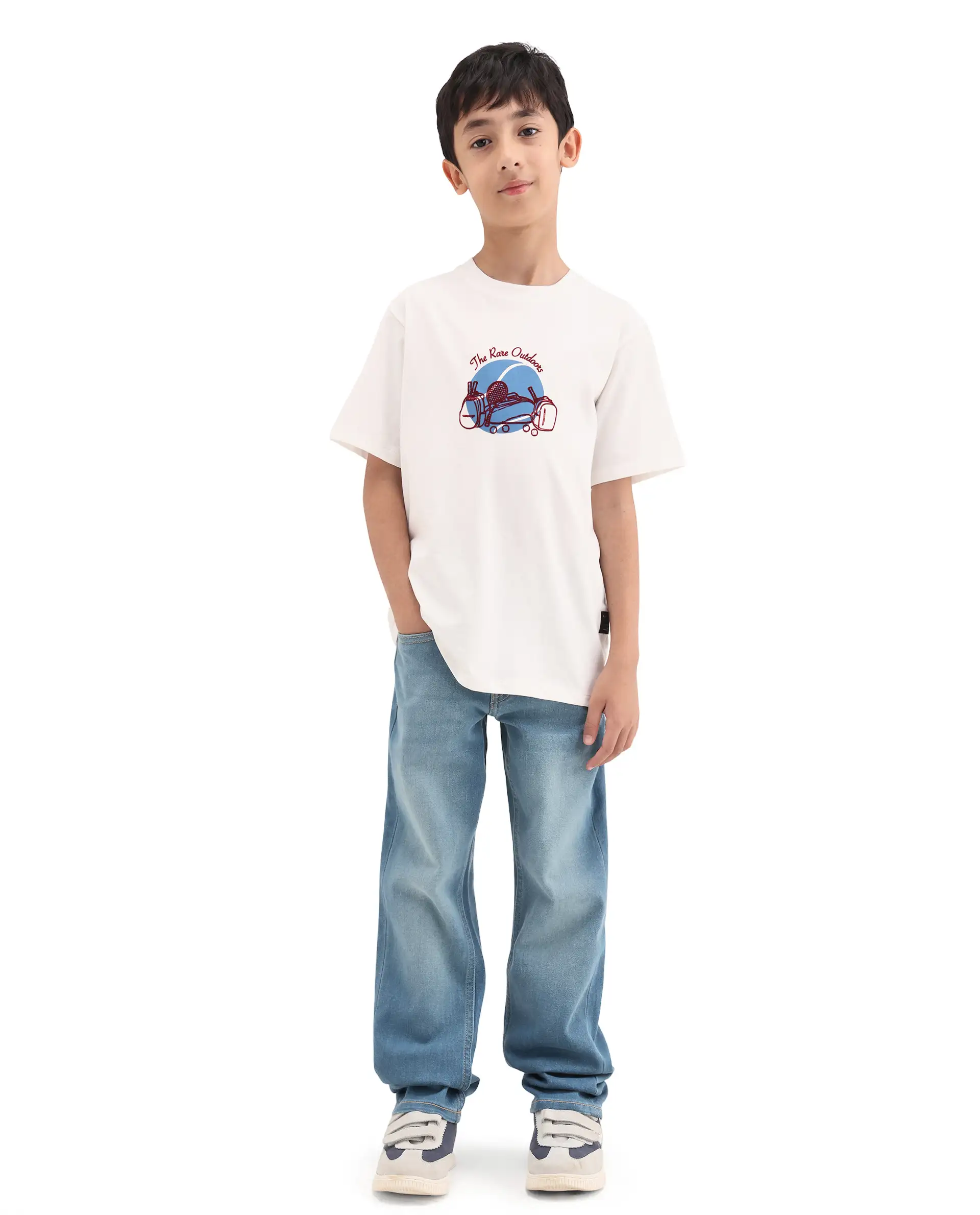 Rare Ones Kids Tom Blue Cotton Blend Fabric Zipper Closure Regular Fit Jeans - Image 3
