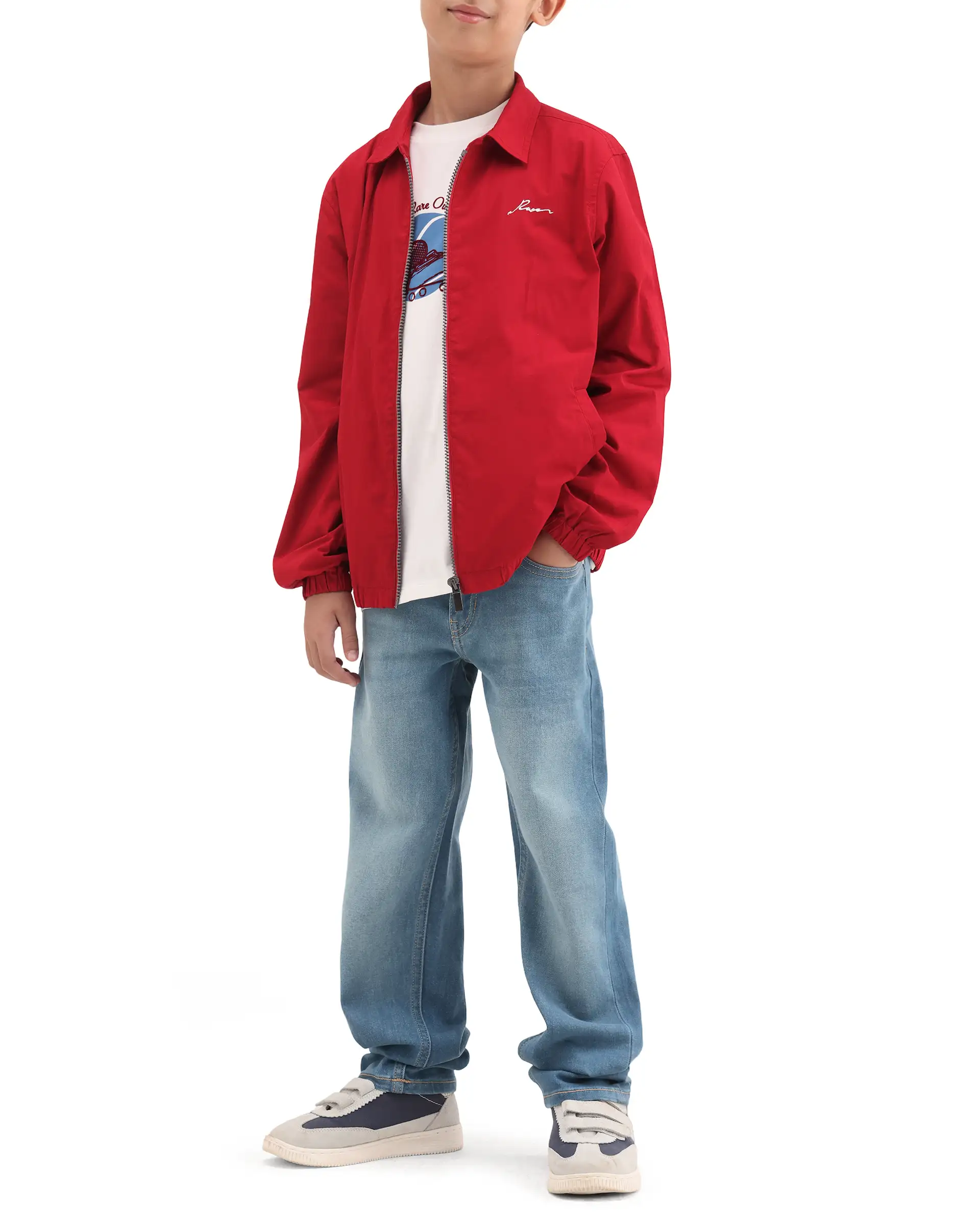 Rare Ones Kids Tom Blue Cotton Blend Fabric Zipper Closure Regular Fit Jeans - Image 4