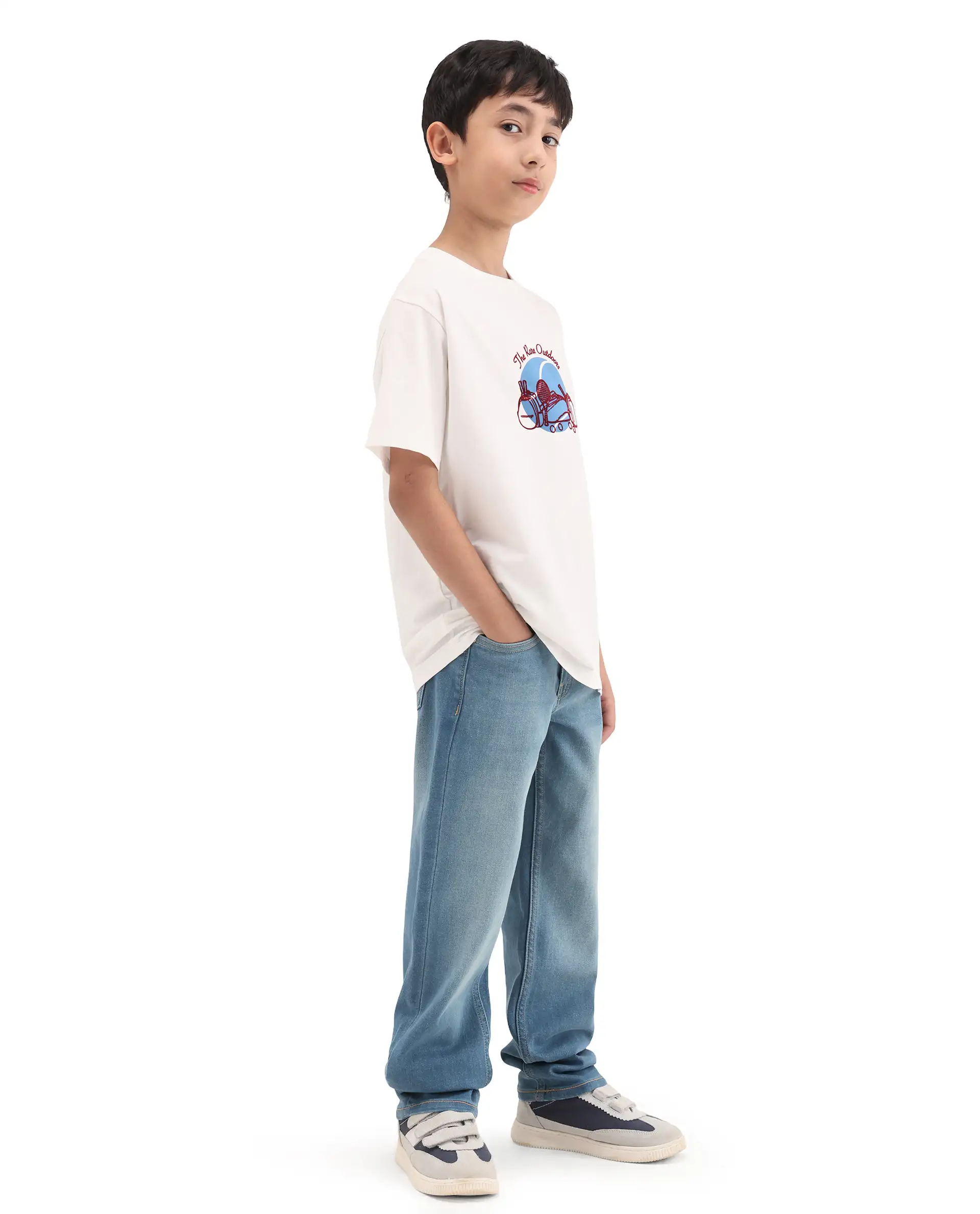 Rare Ones Kids Tom Blue Cotton Blend Fabric Zipper Closure Regular Fit Jeans - Image 7