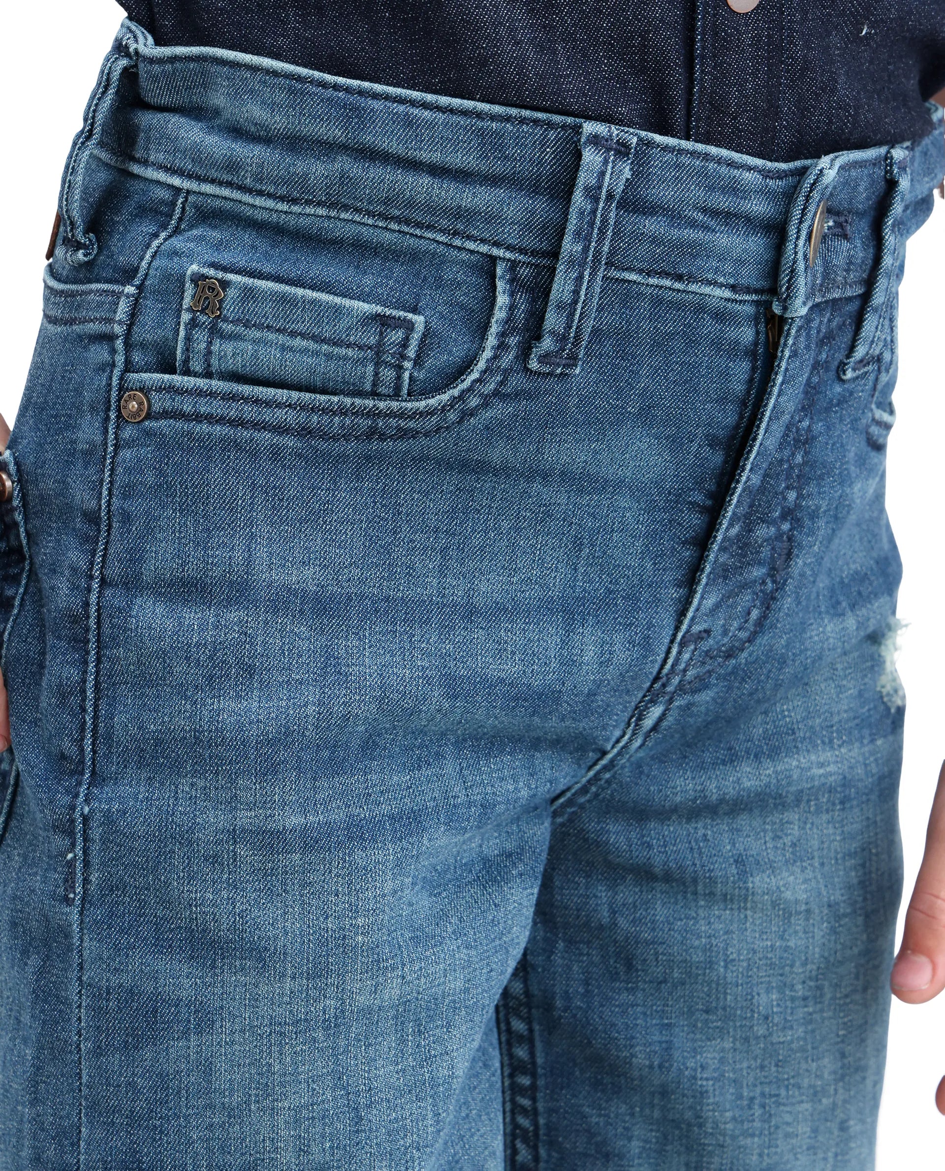Rare Ones Kids Xavi-1 Dark Blue Cotton Blend Fabric Zipper Closure Relaxed Fit Jeans - Image 4