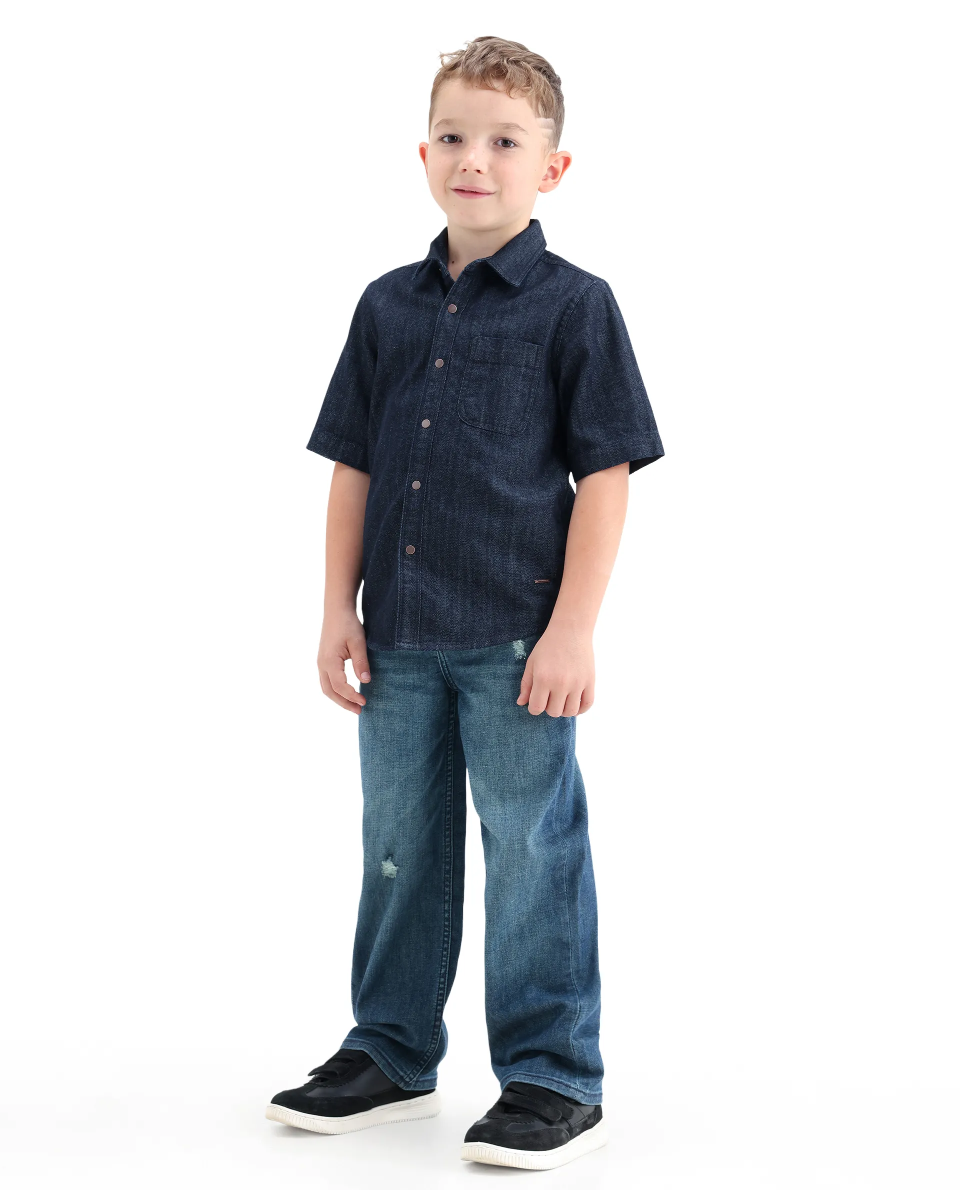 Rare Ones Kids Xavi-1 Dark Blue Cotton Blend Fabric Zipper Closure Relaxed Fit Jeans - Image 8