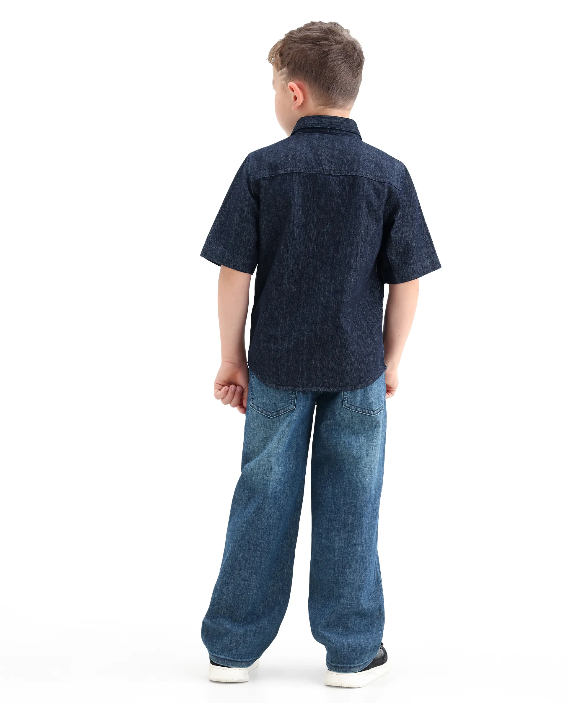 Rare Ones Kids Xavi-1 Dark Blue Cotton Blend Fabric Zipper Closure Relaxed Fit Jeans - Image 9