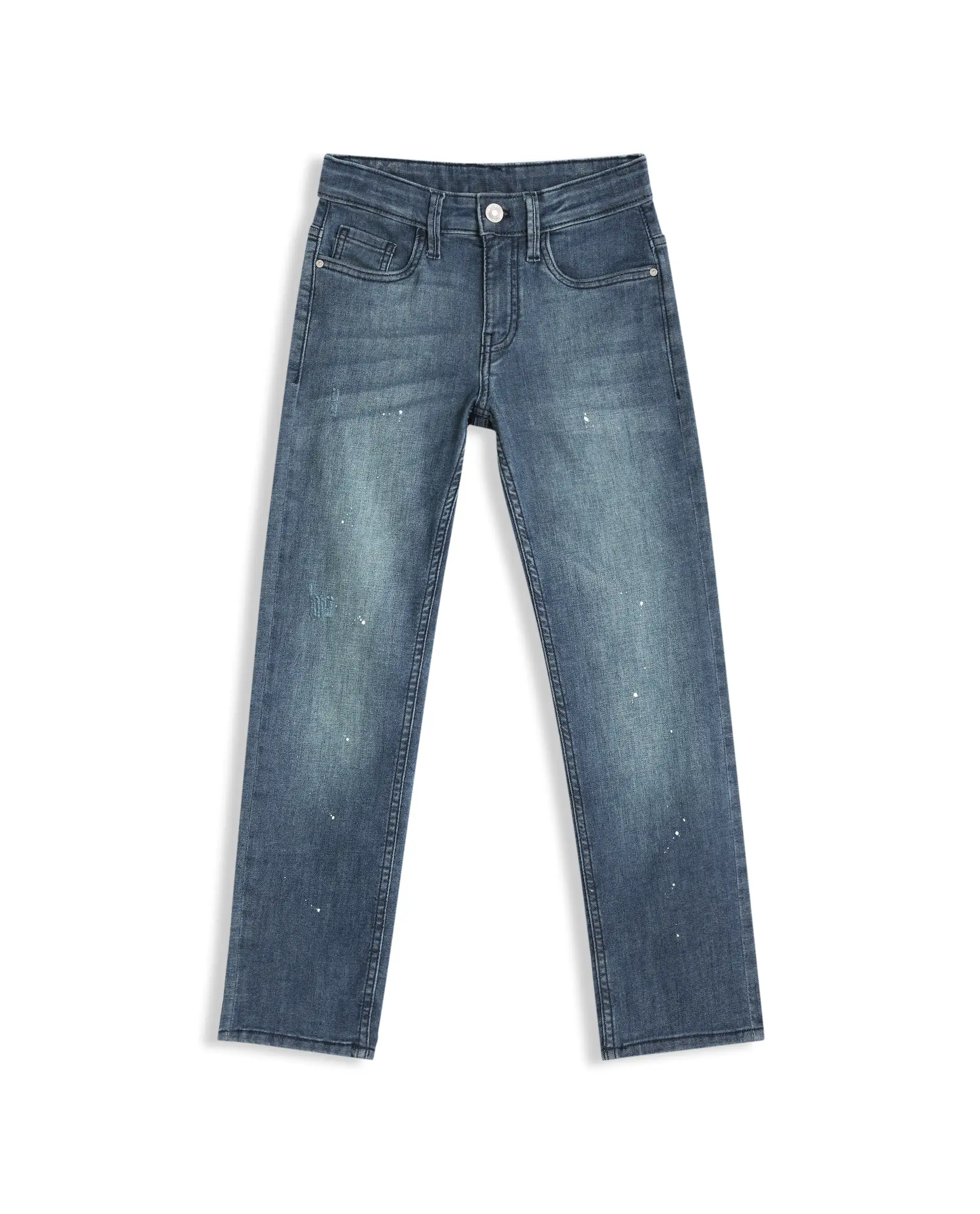 Rare Ones Kids Ziggy Dark Blue Cotton Blend Fabric Button And Zipper Closure Relaxed Fit Jeans - Image 2