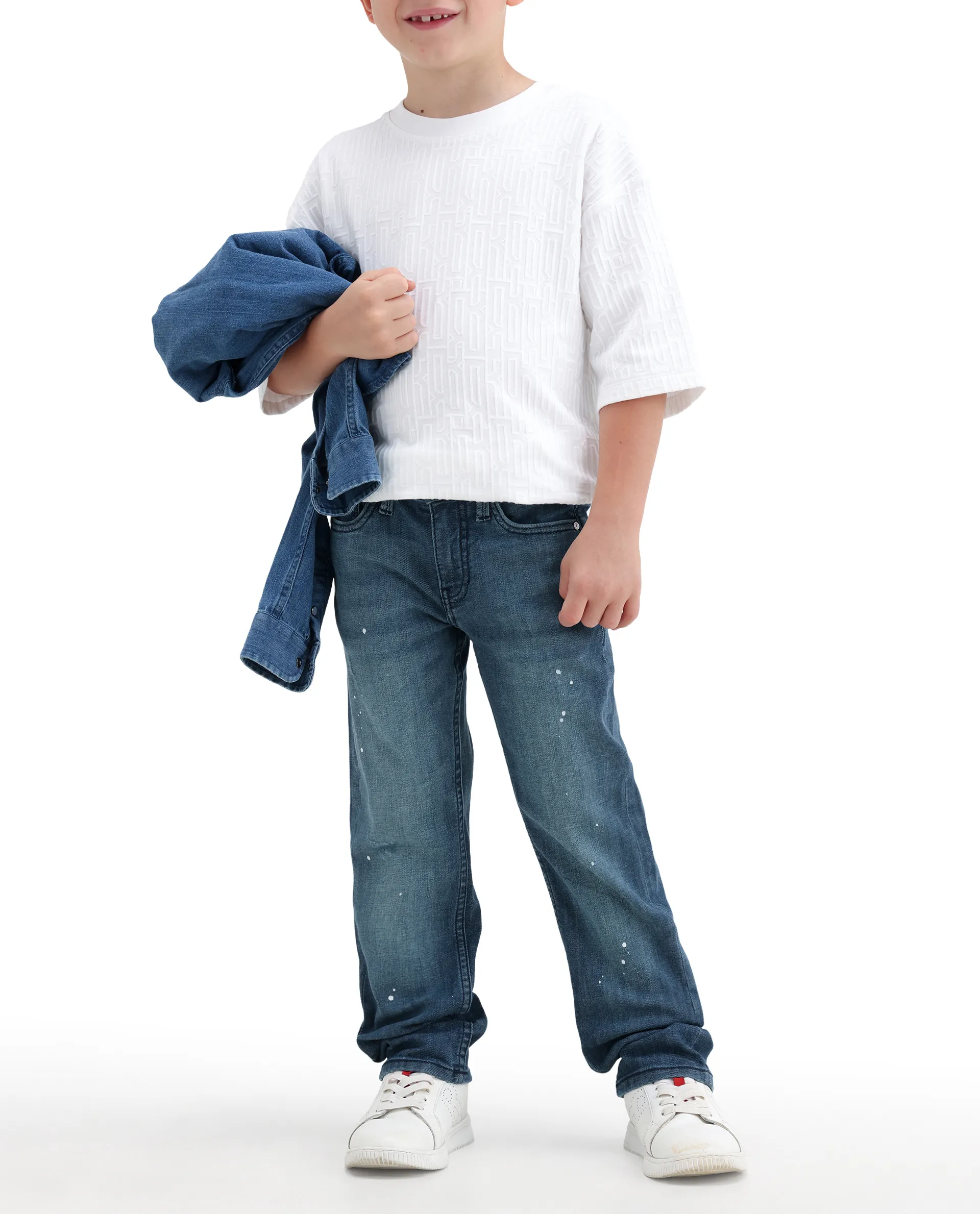 Rare Ones Kids Ziggy Dark Blue Cotton Blend Fabric Button And Zipper Closure Relaxed Fit Jeans - Image 3