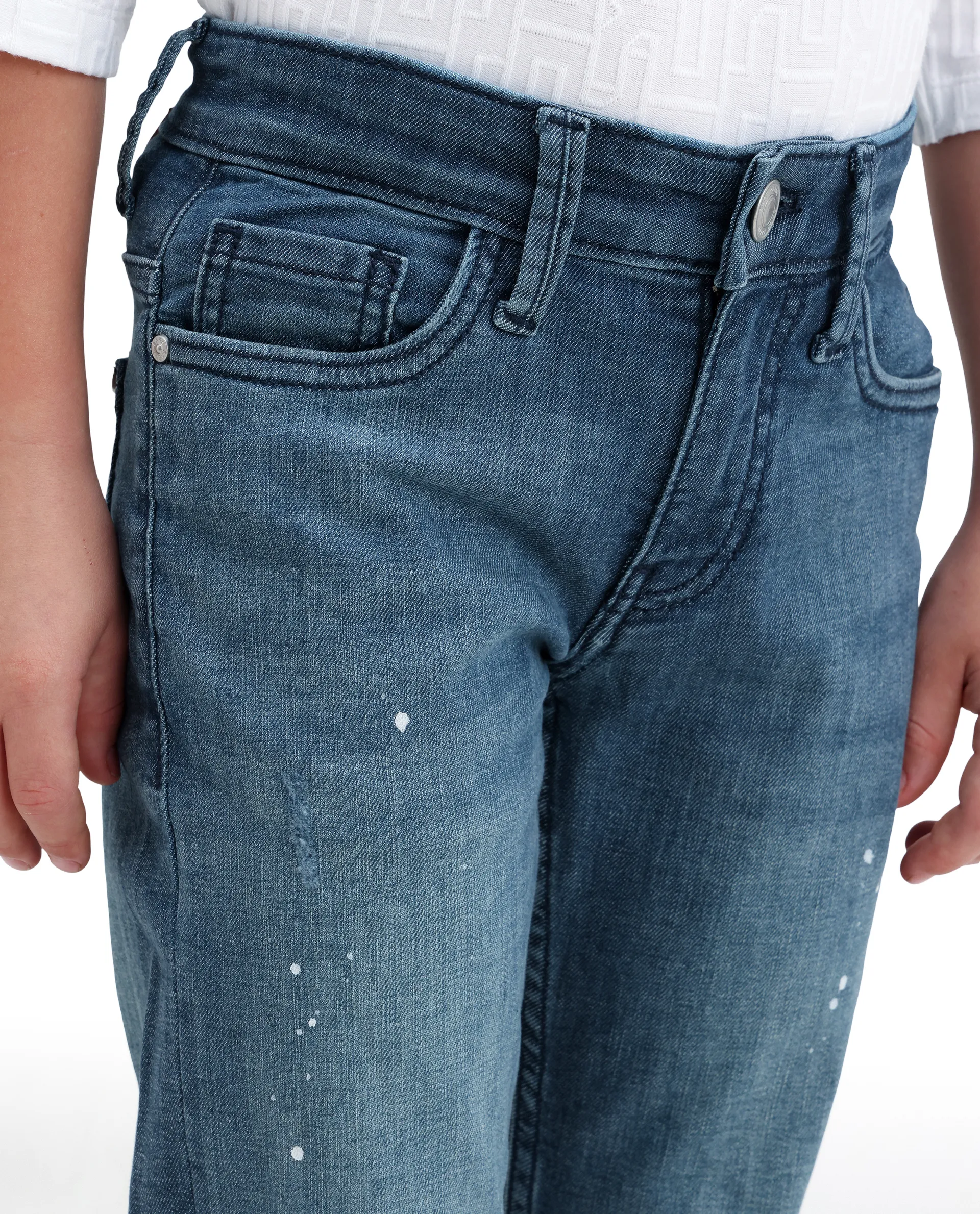 Rare Ones Kids Ziggy Dark Blue Cotton Blend Fabric Button And Zipper Closure Relaxed Fit Jeans - Image 4