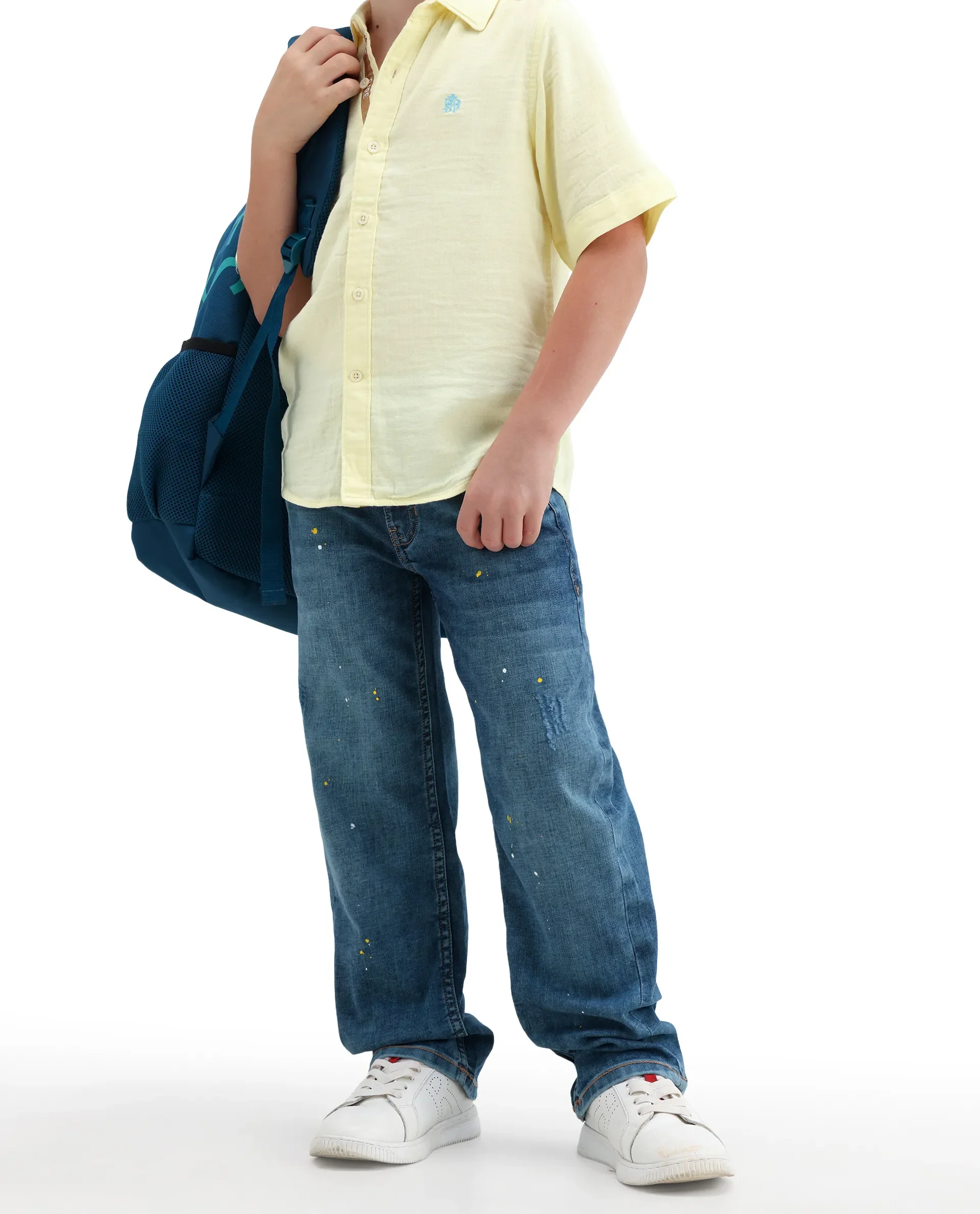 Rare Ones Kids Zigo Light Blue Cotton Blend Fabric Zipper Closure Relaxed Fit Jeans - Image 3