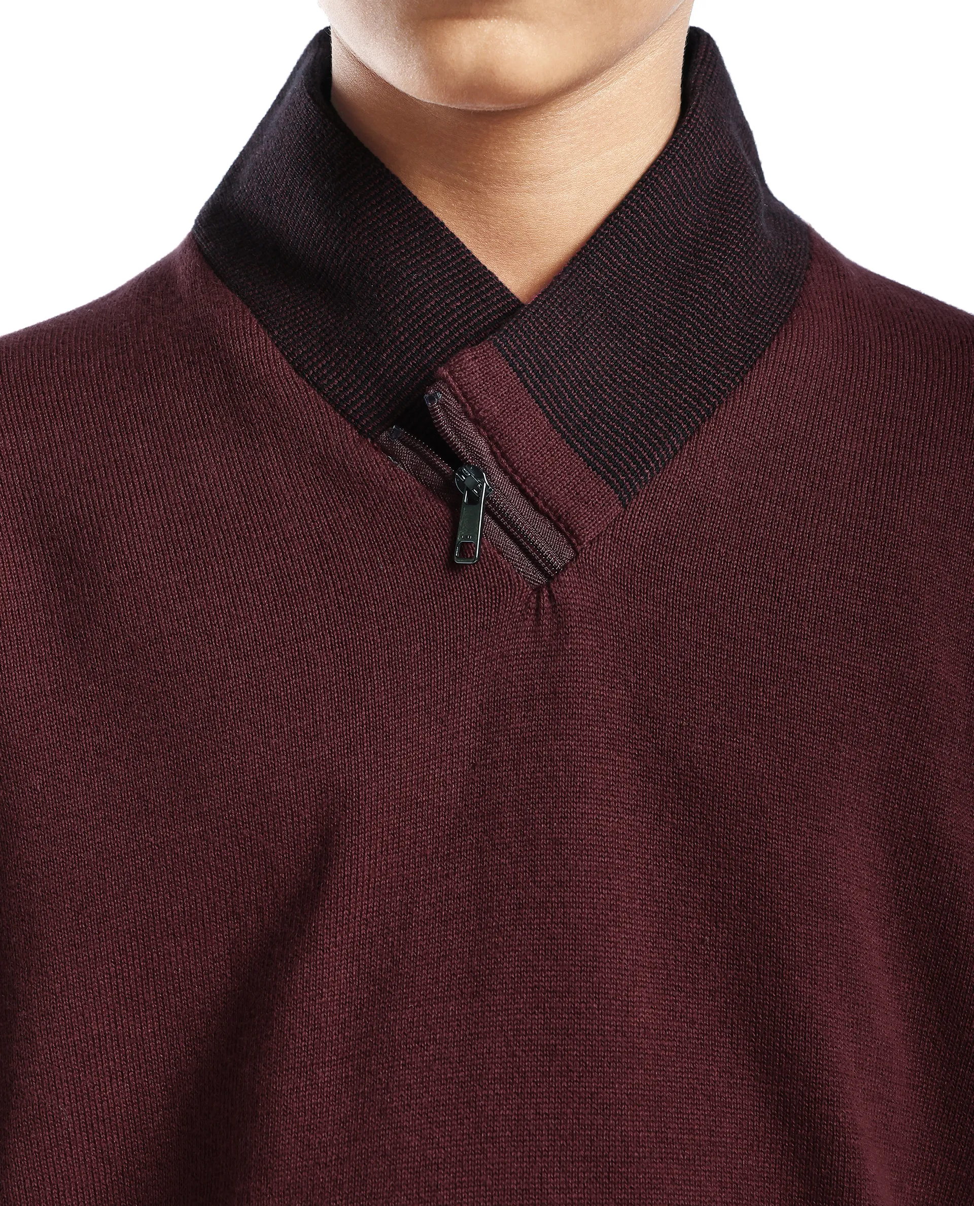 Rare Ones Kids Denv-25 Dark Maroon Cotton Solid Zipper Closure Regular Fit Sweater - Image 3
