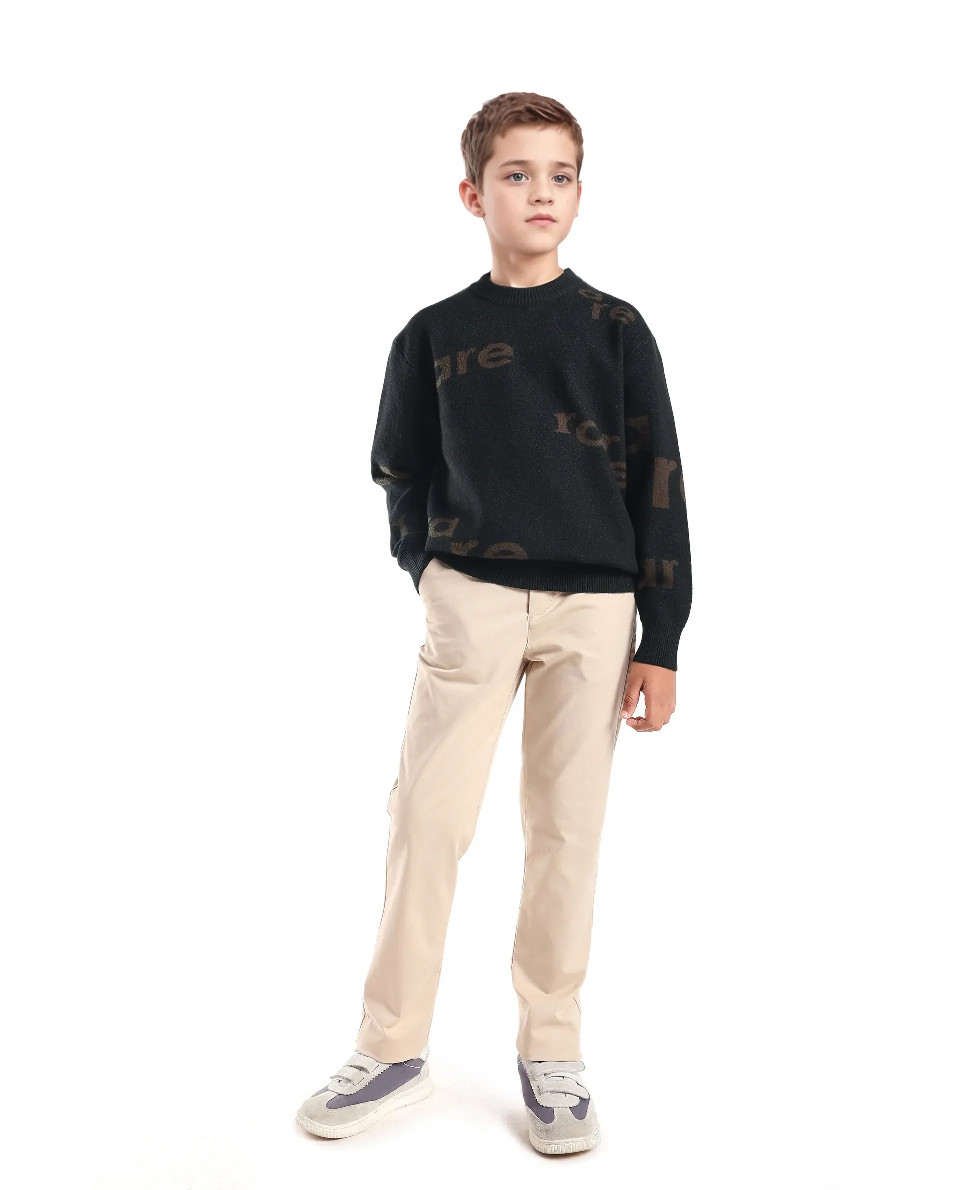 Rare Ones Kids Dio Dark Green Viscose Blend All Over Print Slip-On Closure Relaxed Fit Sweater - Image 2
