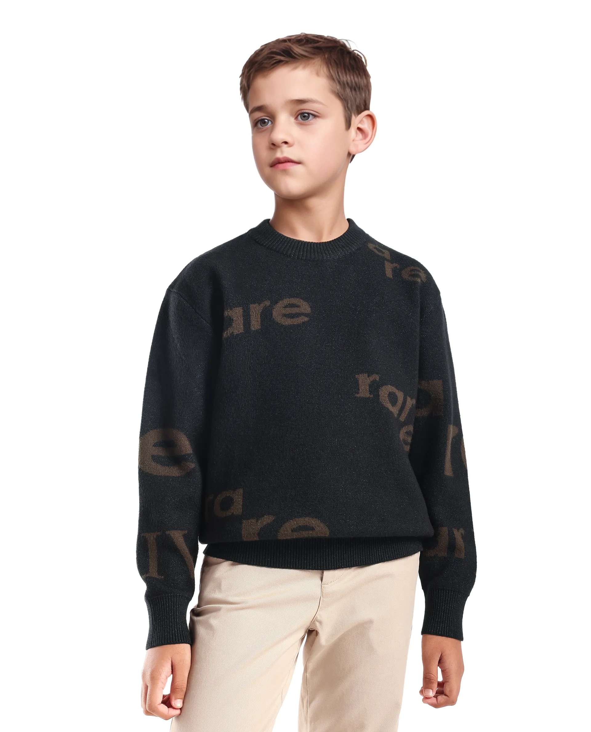 Rare Ones Kids Dio Dark Green Viscose Blend All Over Print Slip-On Closure Relaxed Fit Sweater - Image 3