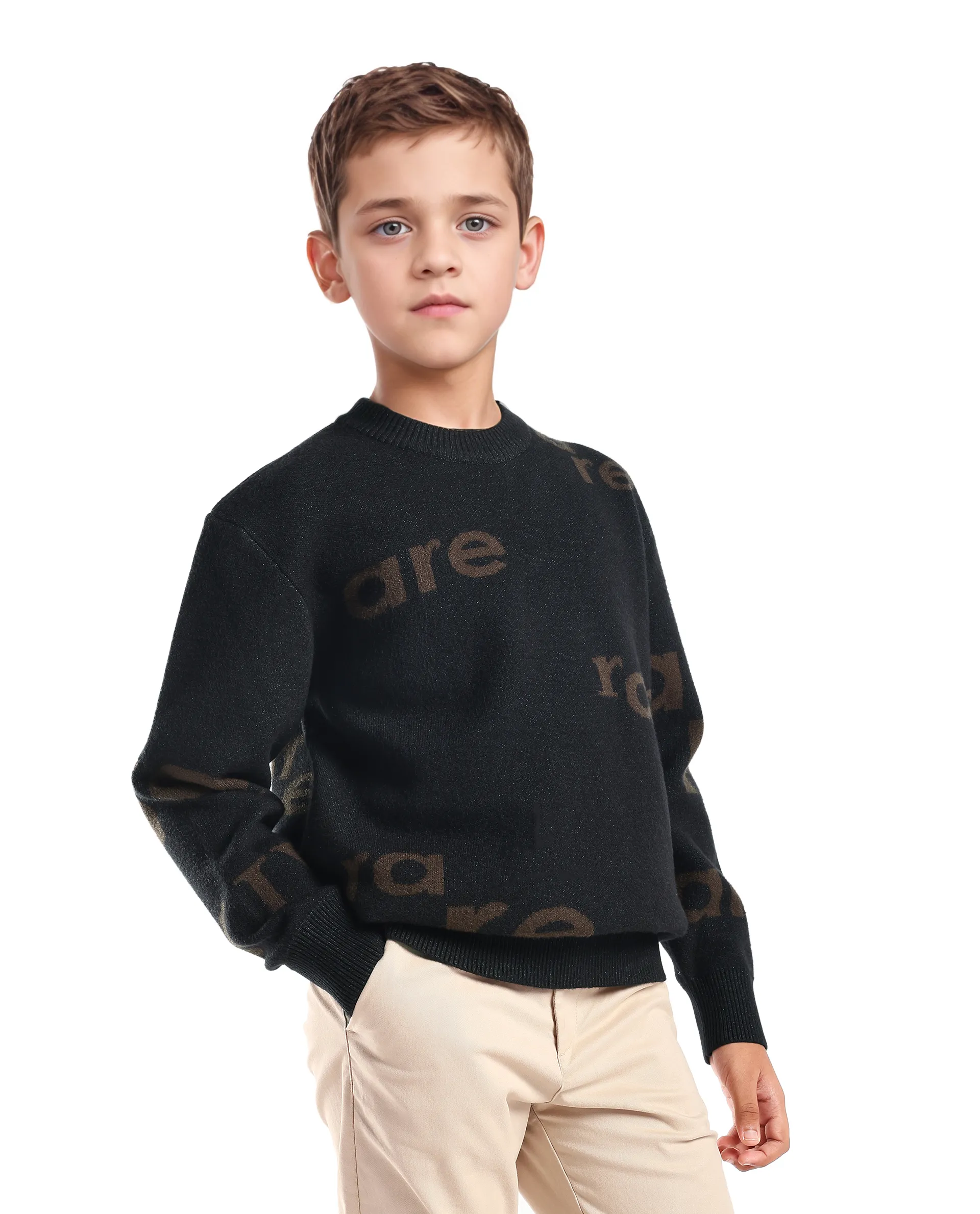 Rare Ones Kids Dio Dark Green Viscose Blend All Over Print Slip-On Closure Relaxed Fit Sweater - Image 5