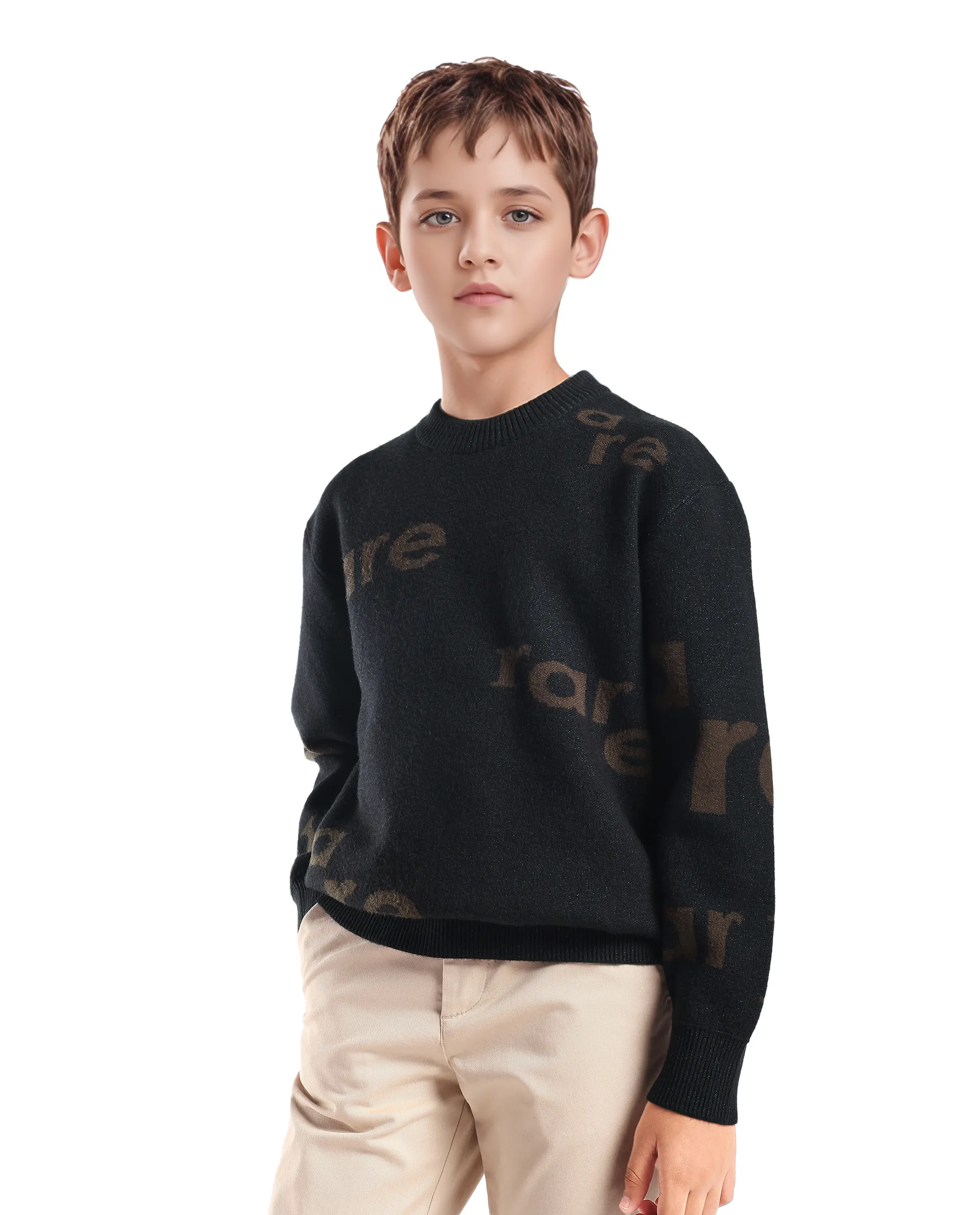 Rare Ones Kids Dio Dark Green Viscose Blend All Over Print Slip-On Closure Relaxed Fit Sweater - Image 6