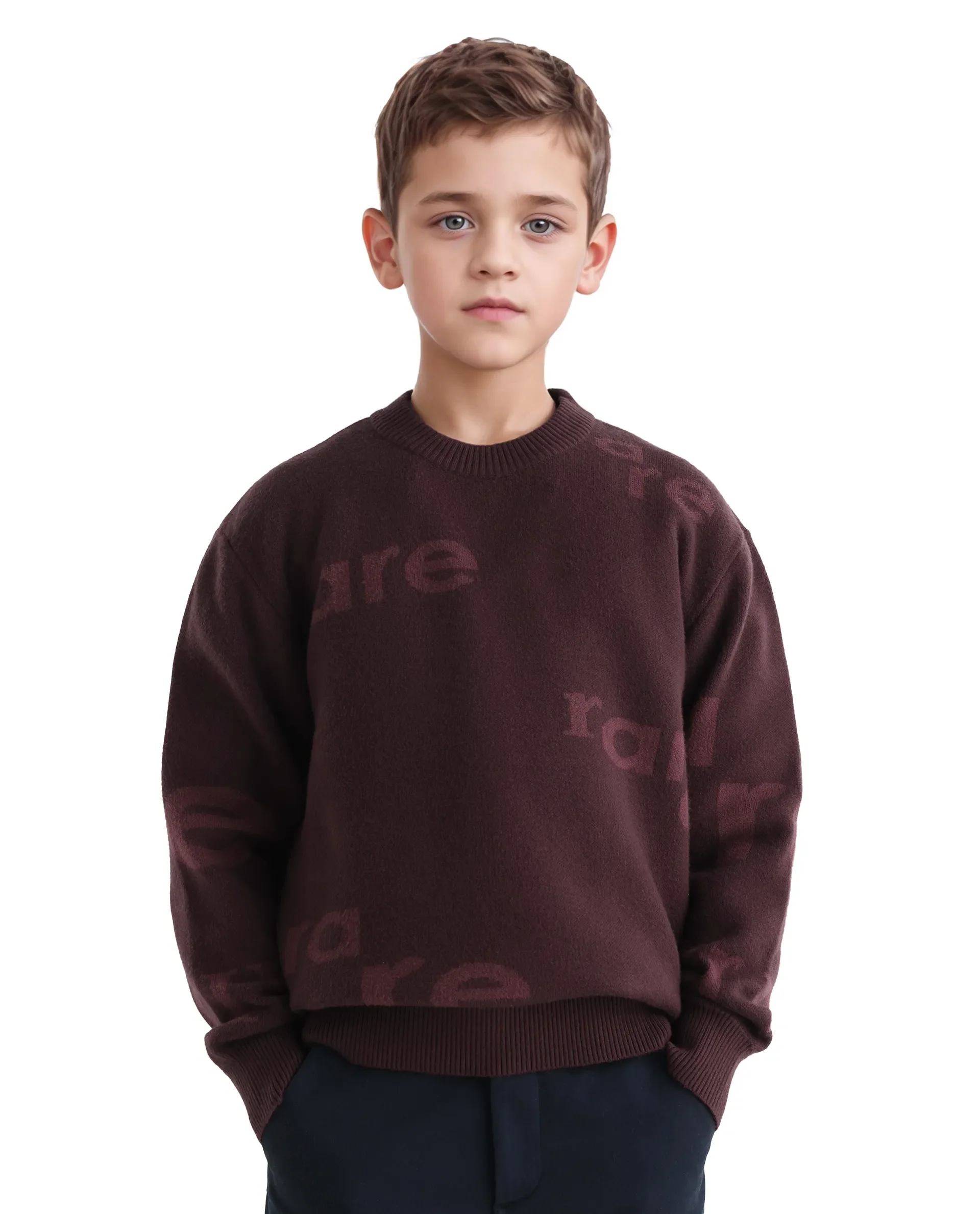 Rare Ones Kids Dio Dark Maroon Viscose Blend All Over Print Slip-On Closure Regular Fit Sweater - Image 3