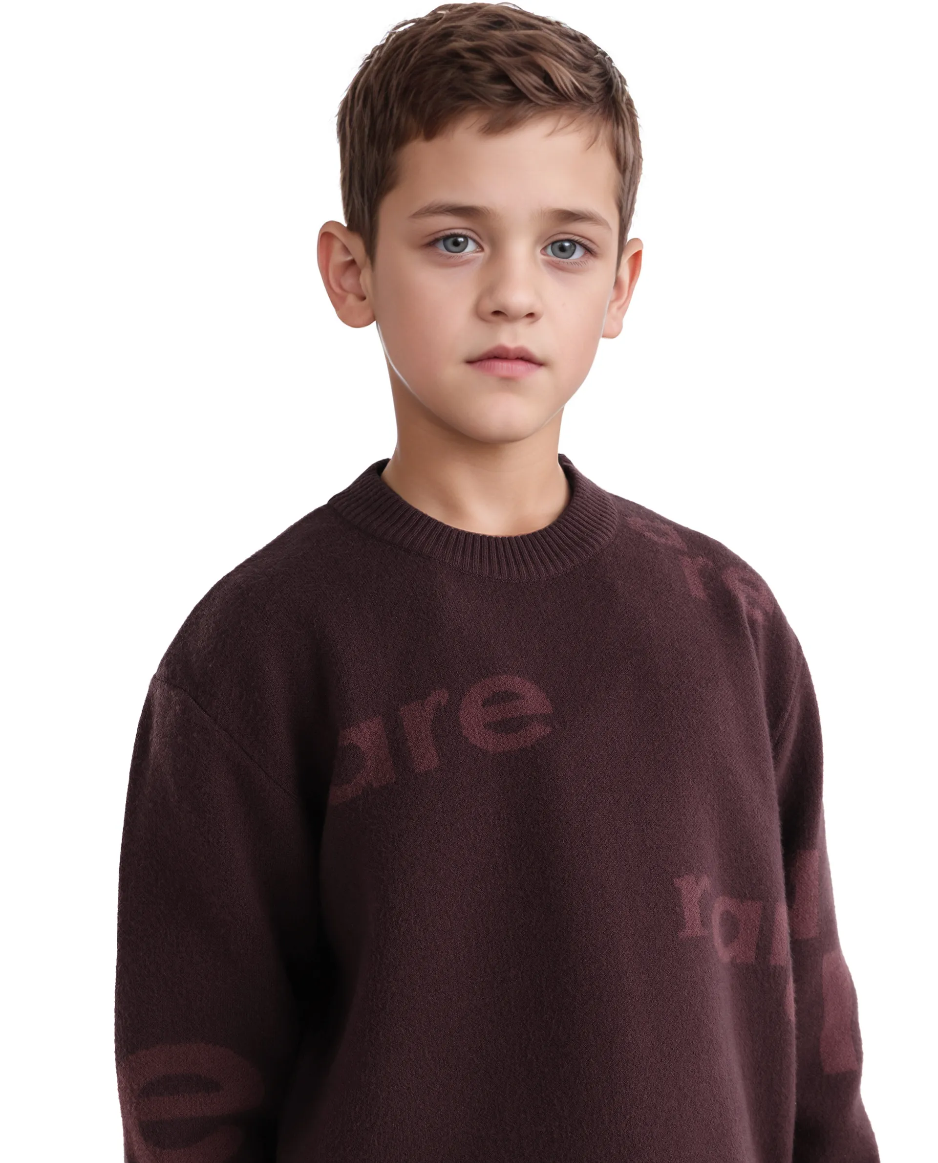 Rare Ones Kids Dio Dark Maroon Viscose Blend All Over Print Slip-On Closure Regular Fit Sweater - Image 4