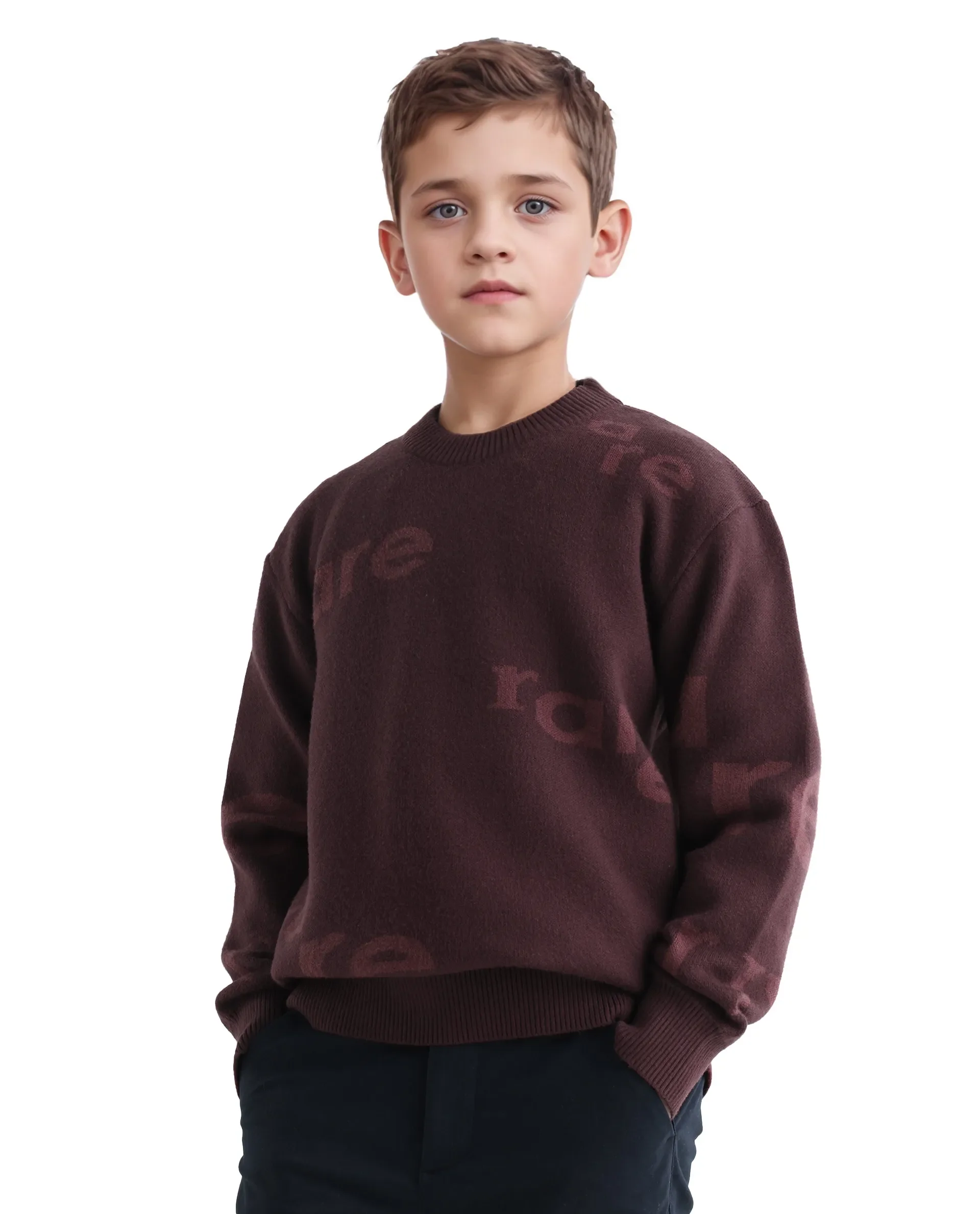 Rare Ones Kids Dio Dark Maroon Viscose Blend All Over Print Slip-On Closure Regular Fit Sweater - Image 5