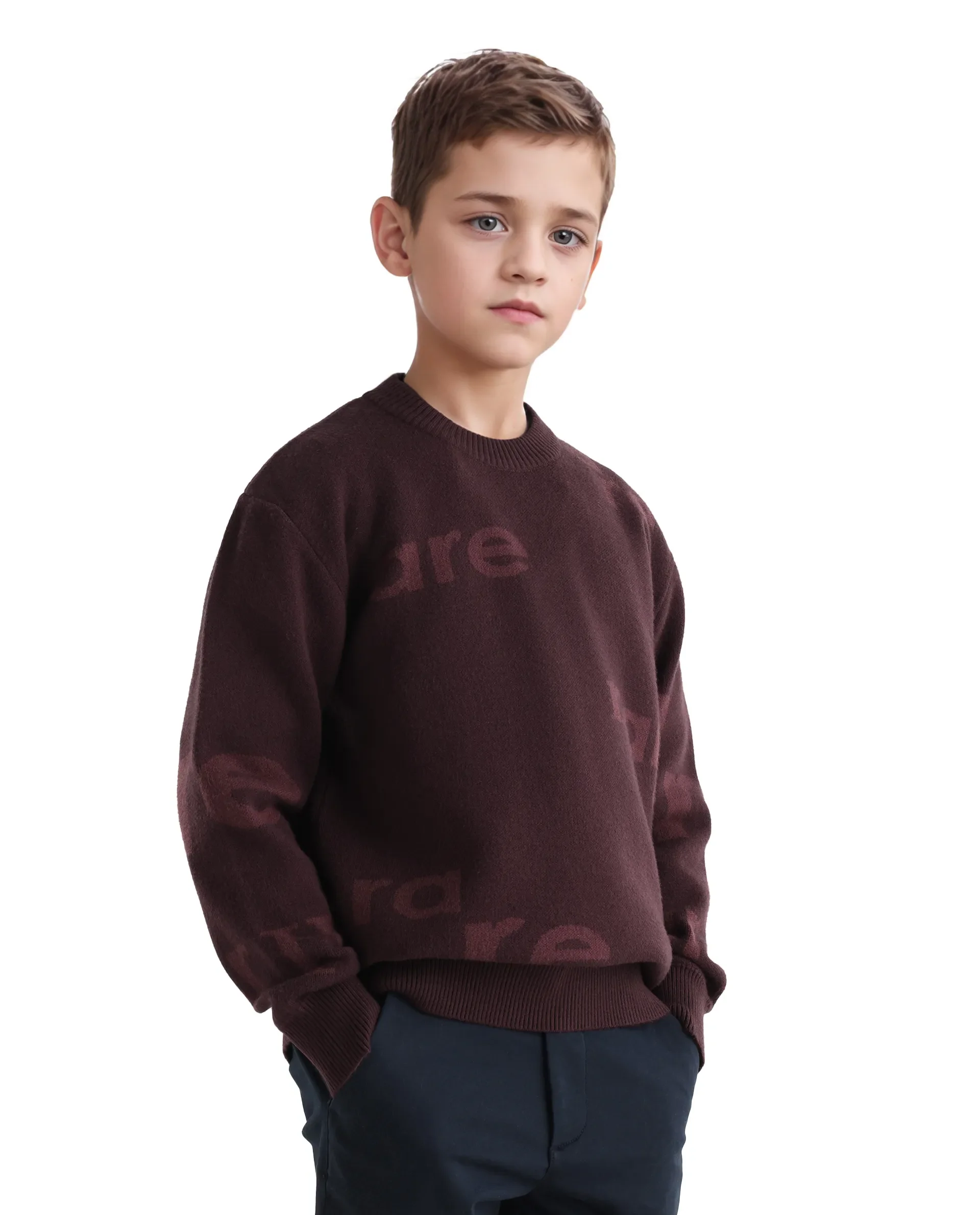 Rare Ones Kids Dio Dark Maroon Viscose Blend All Over Print Slip-On Closure Regular Fit Sweater - Image 6