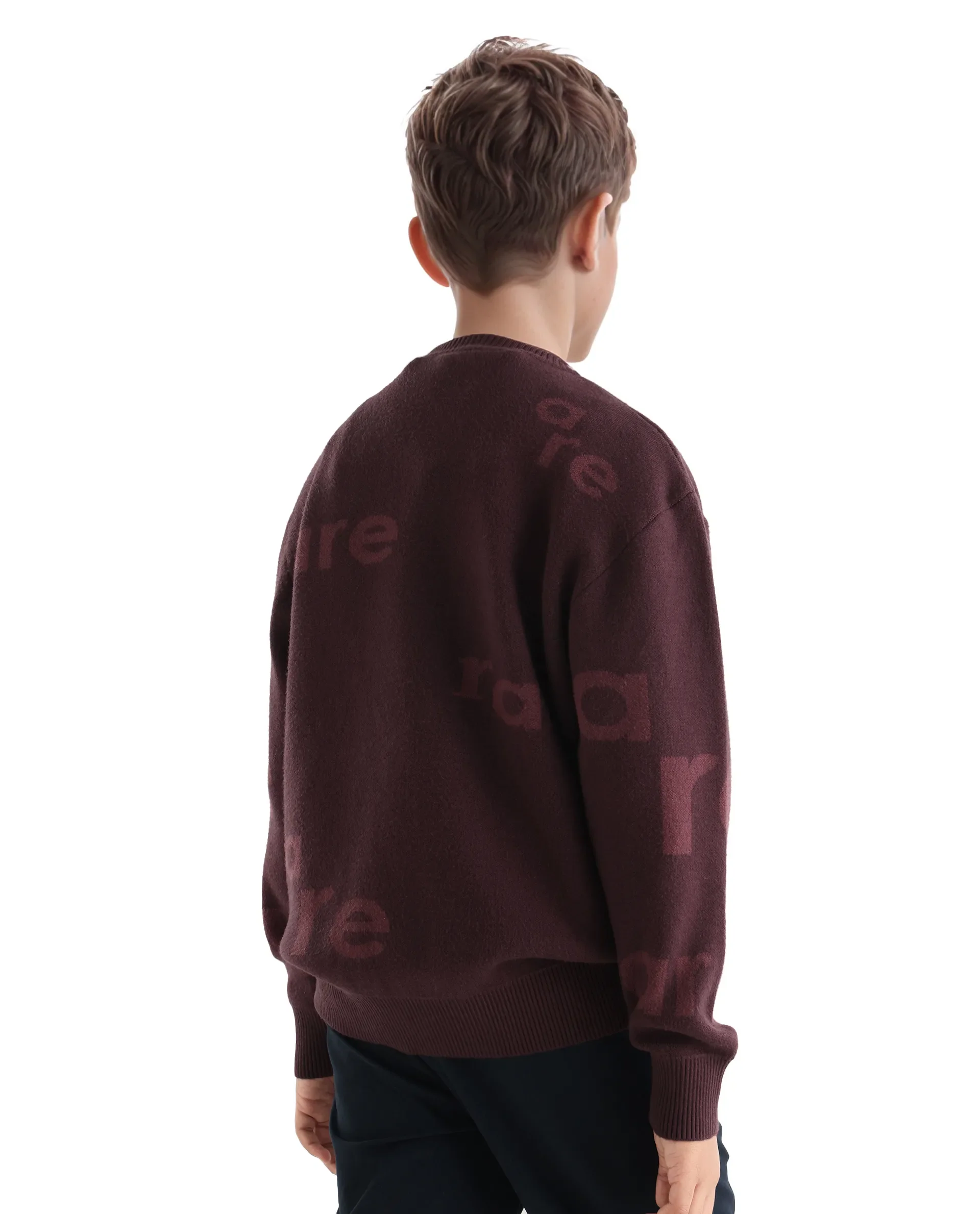 Rare Ones Kids Dio Dark Maroon Viscose Blend All Over Print Slip-On Closure Regular Fit Sweater - Image 7