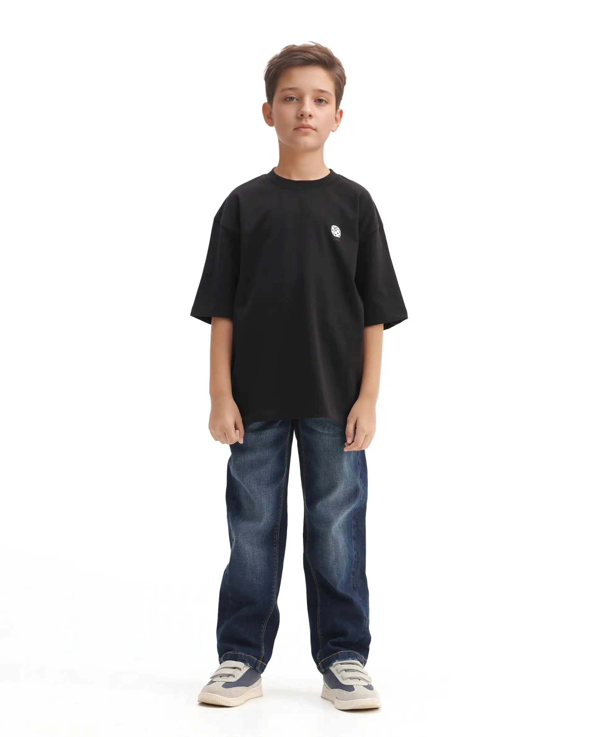 Rare Ones Kids Drake Black Cotton Solid Slip-On Closure Oversized Fit T-Shirt - Image 2