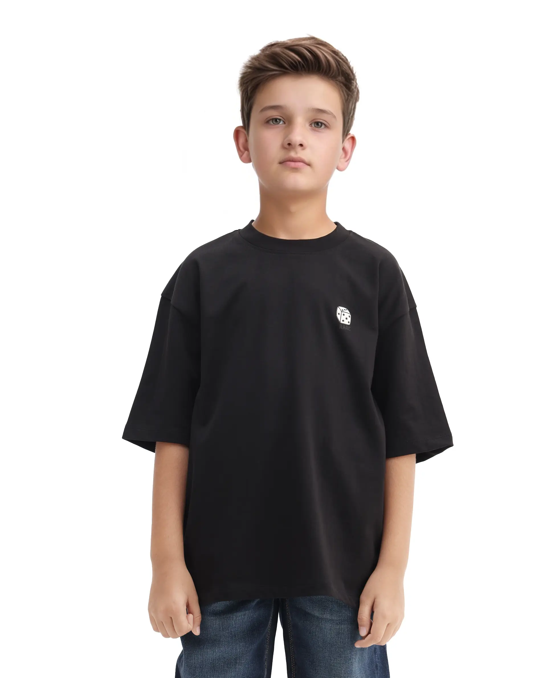 Rare Ones Kids Drake Black Cotton Solid Slip-On Closure Oversized Fit T-Shirt - Image 3
