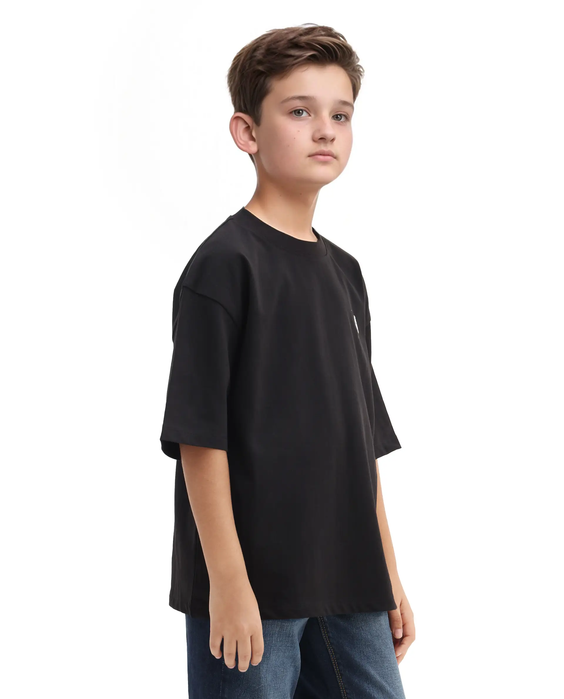Rare Ones Kids Drake Black Cotton Solid Slip-On Closure Oversized Fit T-Shirt - Image 5