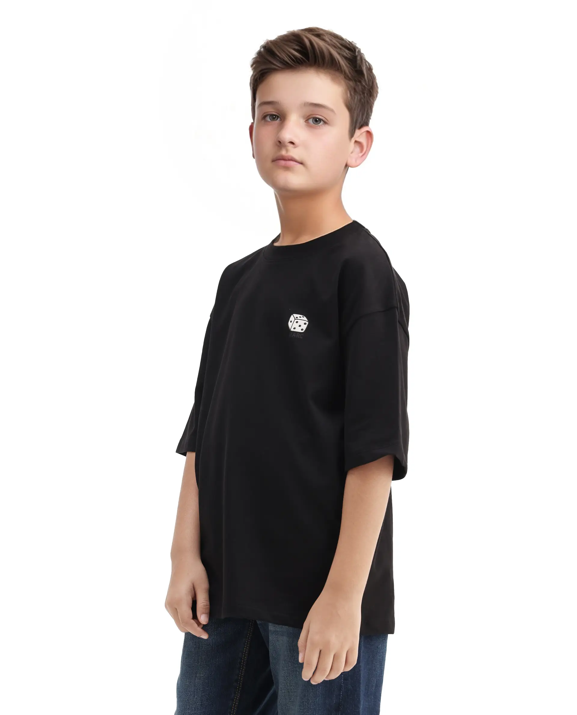 Rare Ones Kids Drake Black Cotton Solid Slip-On Closure Oversized Fit T-Shirt - Image 6