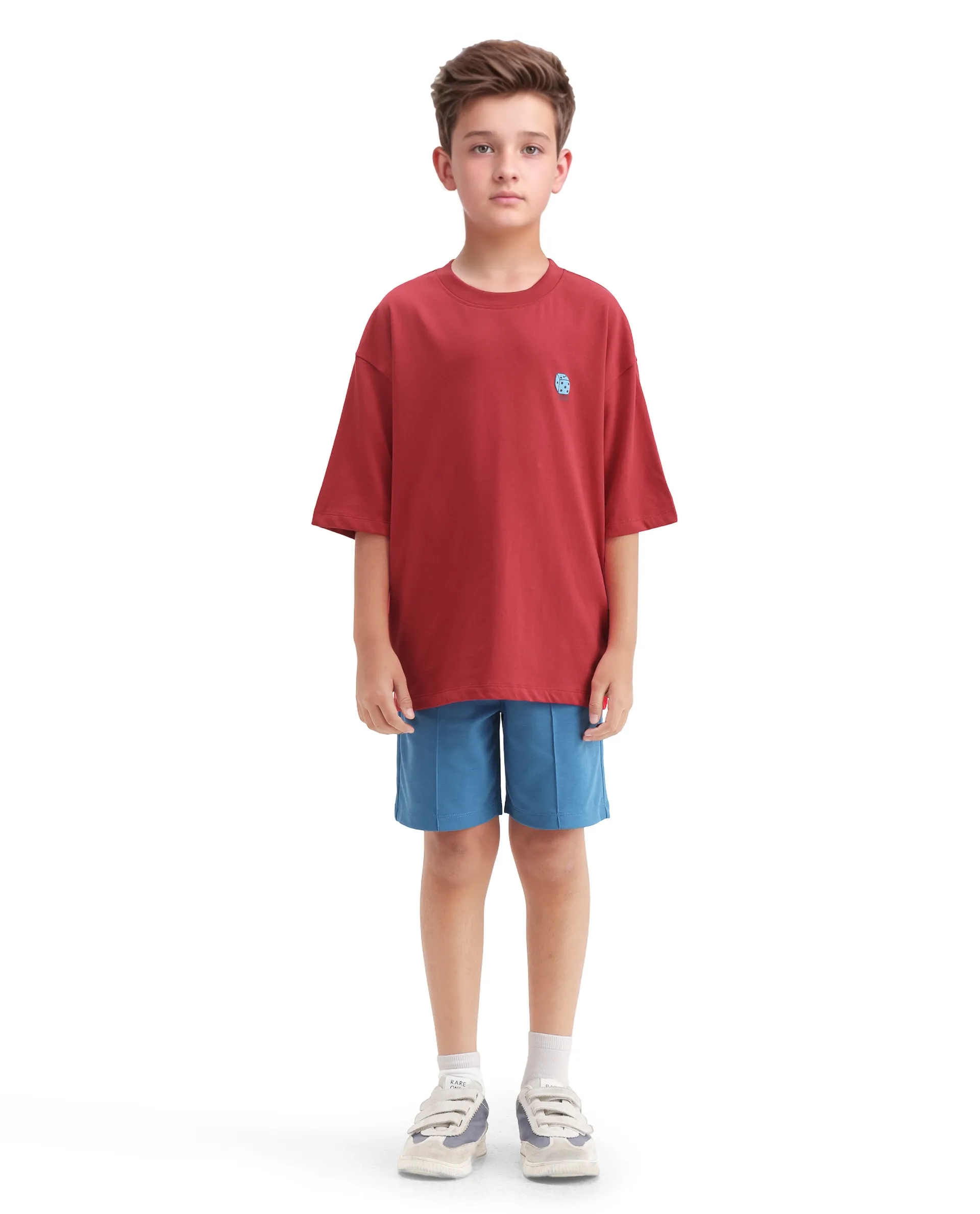 Rare Ones Kids Drake Red Cotton Solid Slip-On Closure Oversized Fit T-Shirt - Image 2
