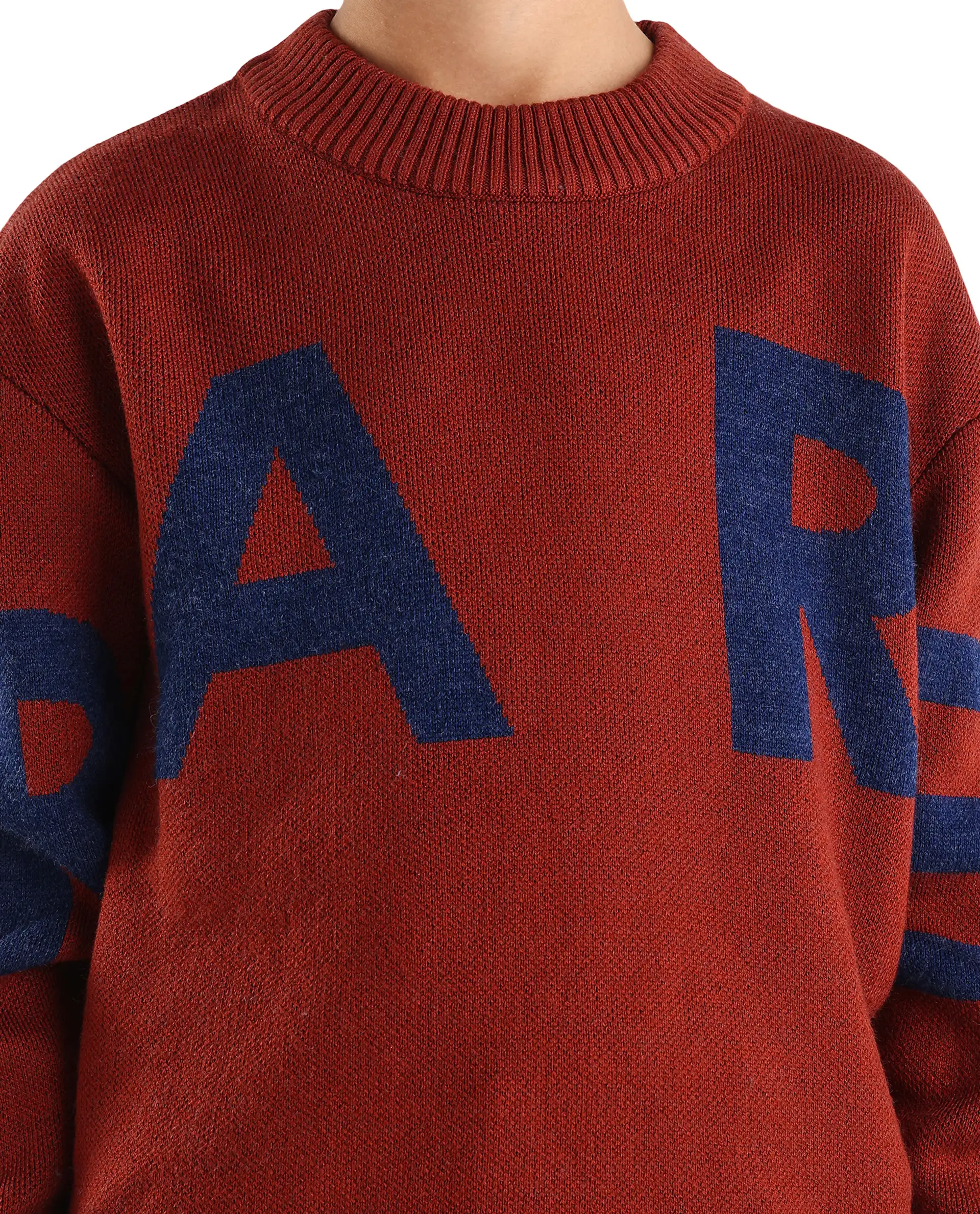 Rare Ones Kids Emyr-K Rust Acrylic Blend Typography Pull-On Closure Relaxed Fit Sweater - Image 3