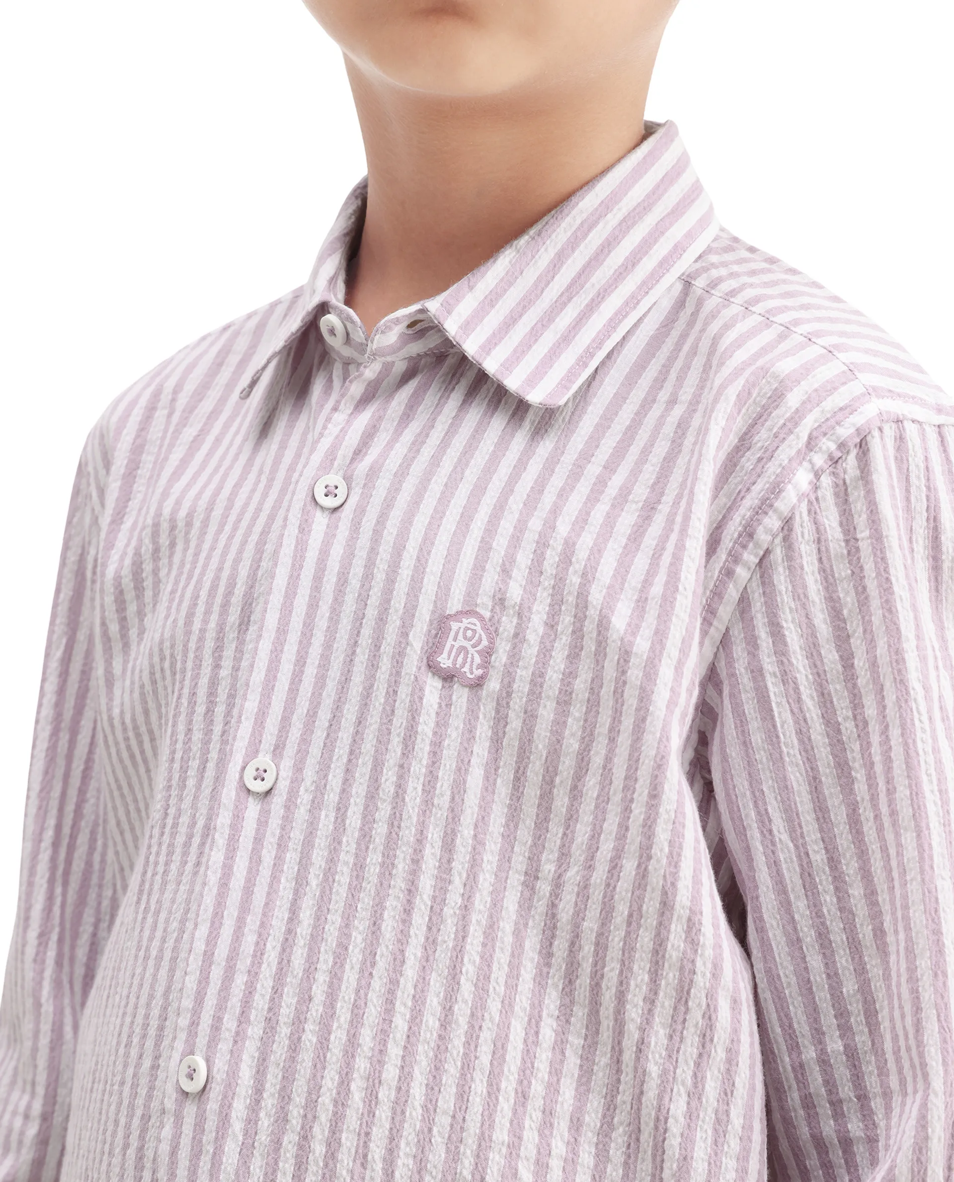 Rare Ones Kids Evie Dusky Pink Cotton Blend Striped Button Closure Regular Fit Shirt - Image 4